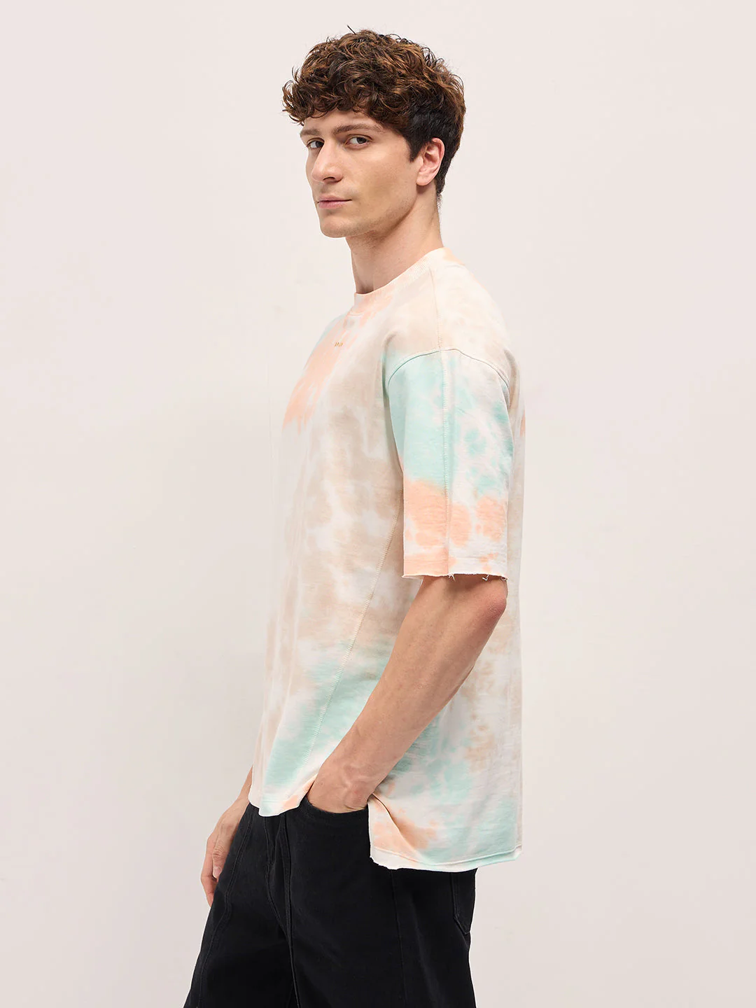 Men MultiColor Tie-Dye Oversized T-shirt - Image 3