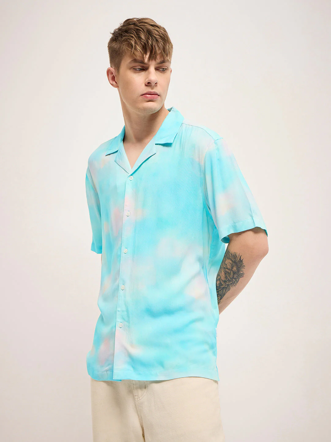 Men Multi-Color Tie-Dye Regular Fit Casual Shirt - Image 3