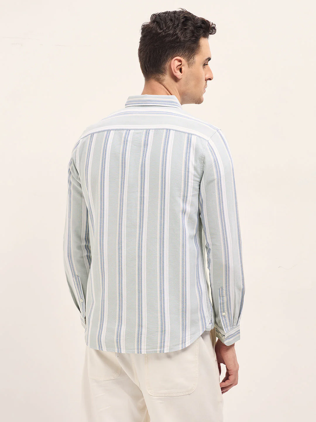 Men Multi-Color Vertical Stripes Slim Fit Casual Shirt - Image 2