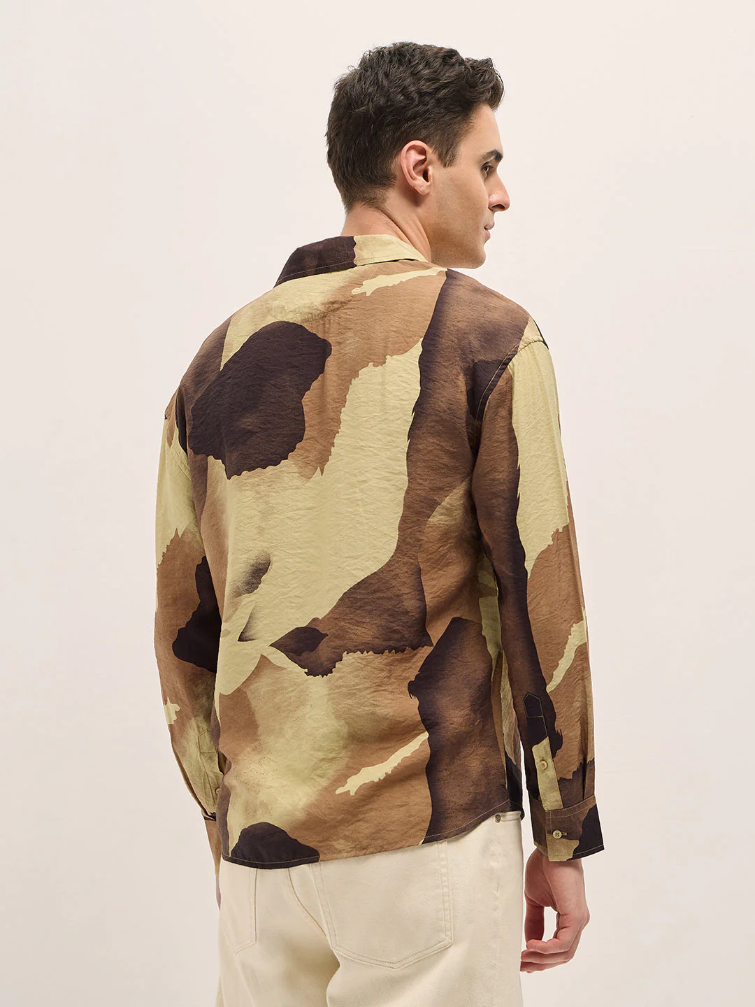 Men Multi-Color Watercolor Camouflage Print Relax Fit Overshirt - Image 2