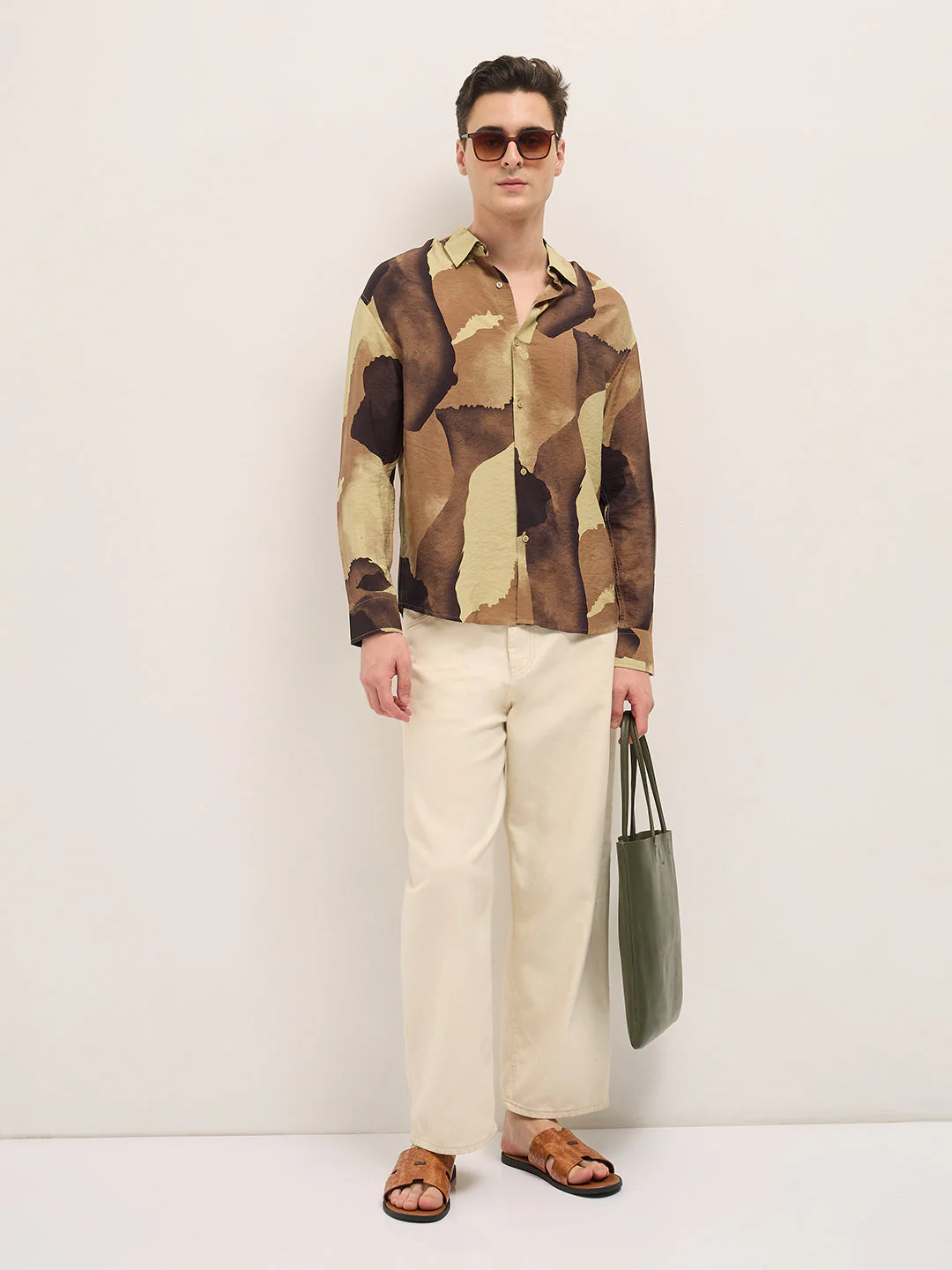 Men Multi-Color Watercolor Camouflage Print Relax Fit Overshirt - Image 4
