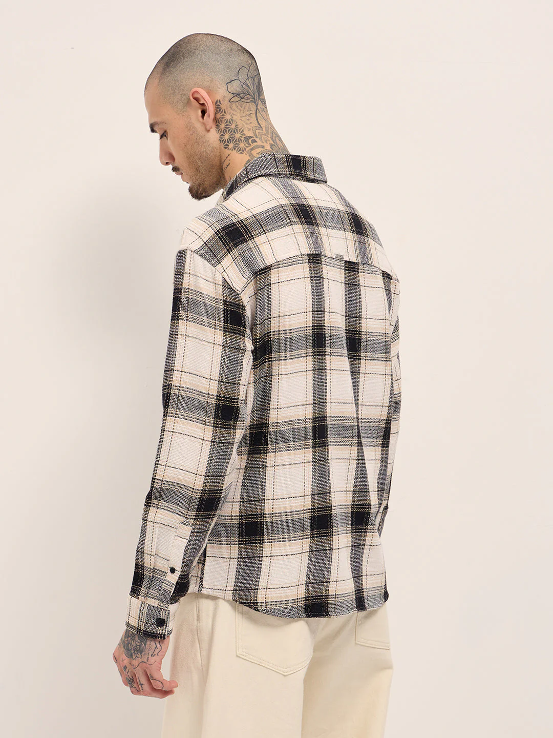 Men Multi-Color Woven Checked Design Relax Fit Overshirt - Image 2