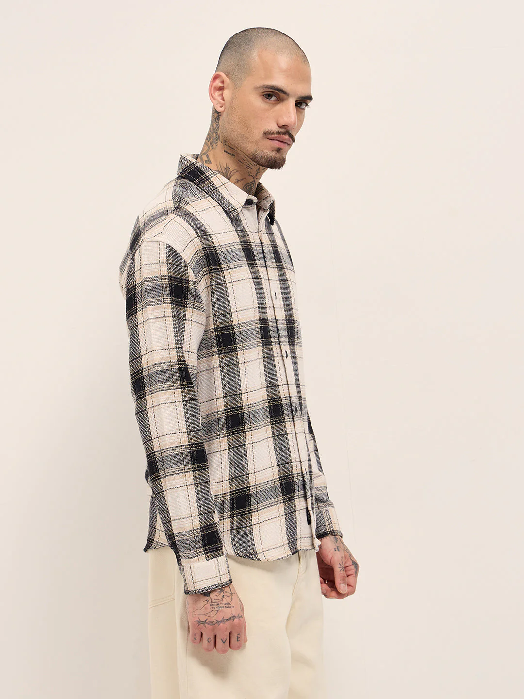 Men Multi-Color Woven Checked Design Relax Fit Overshirt - Image 3