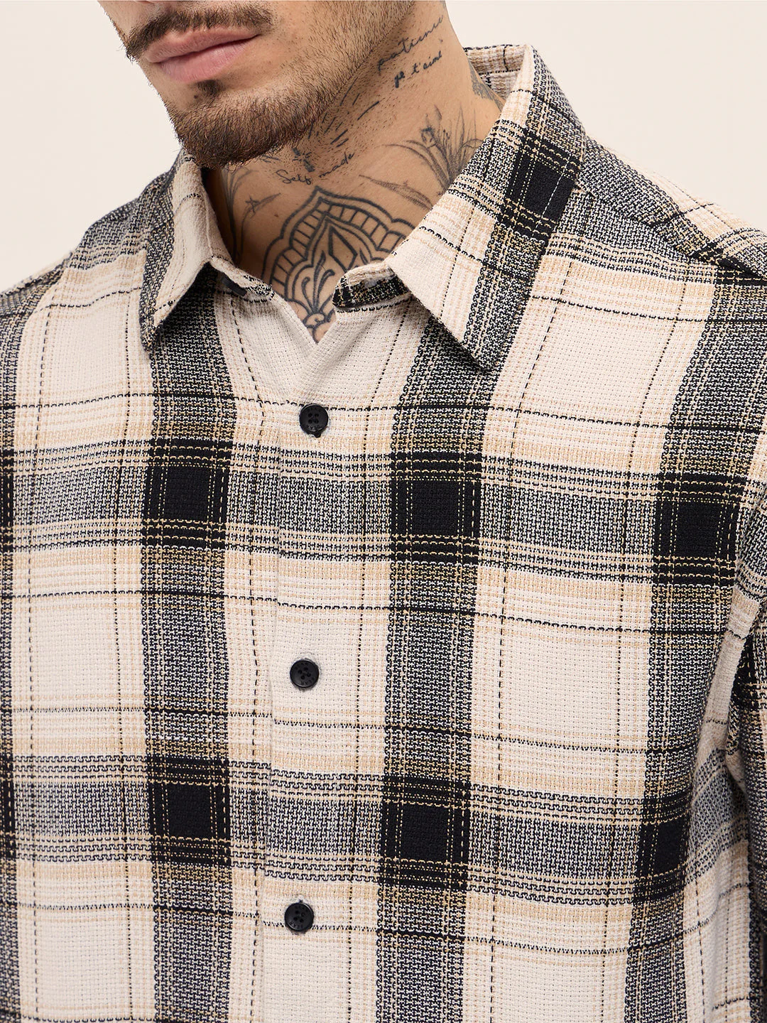 Men Multi-Color Woven Checked Design Relax Fit Overshirt - Image 5