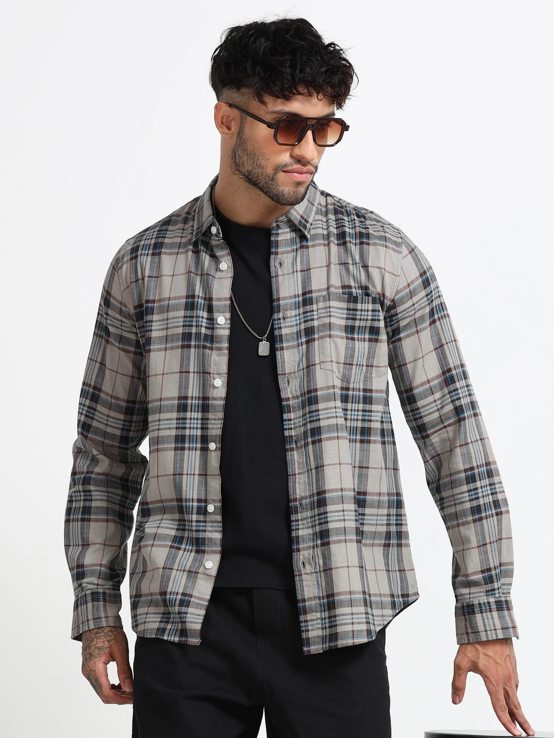 Men Multi Colored Check Shirt - Image 2