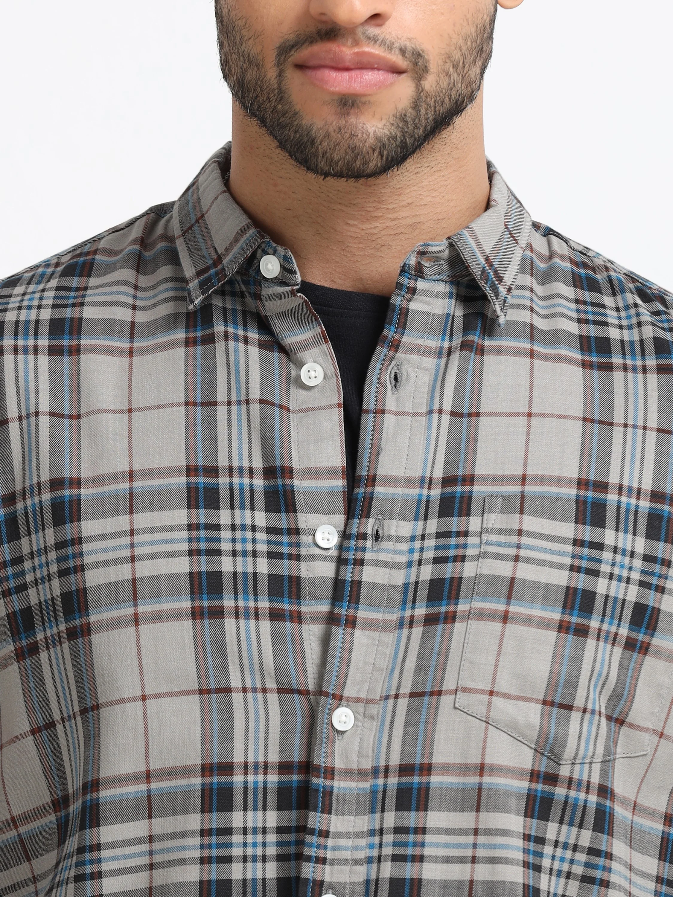 Men Multi Colored Check Shirt - Image 5