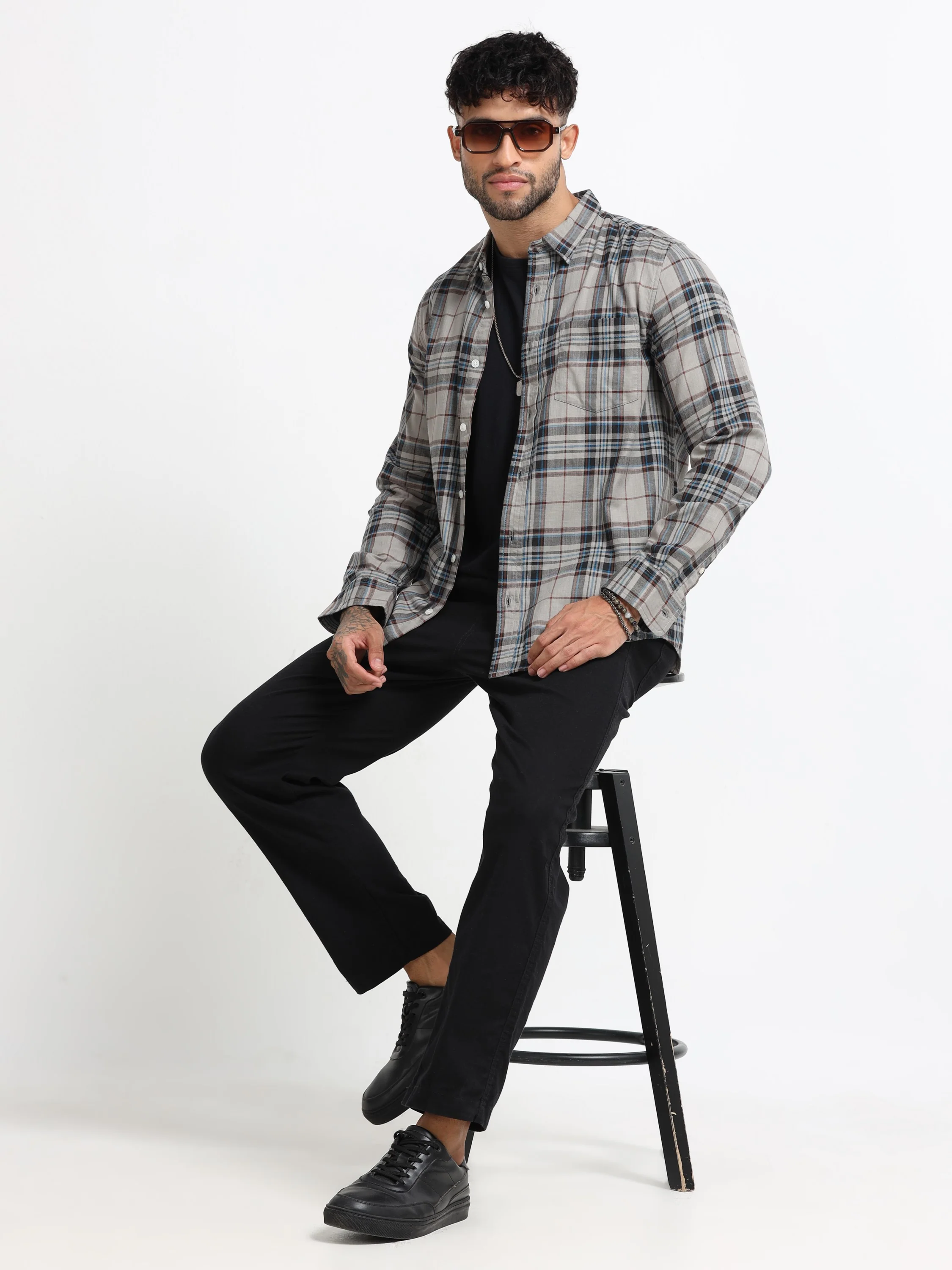 Men Multi Colored Check Shirt - Image 6