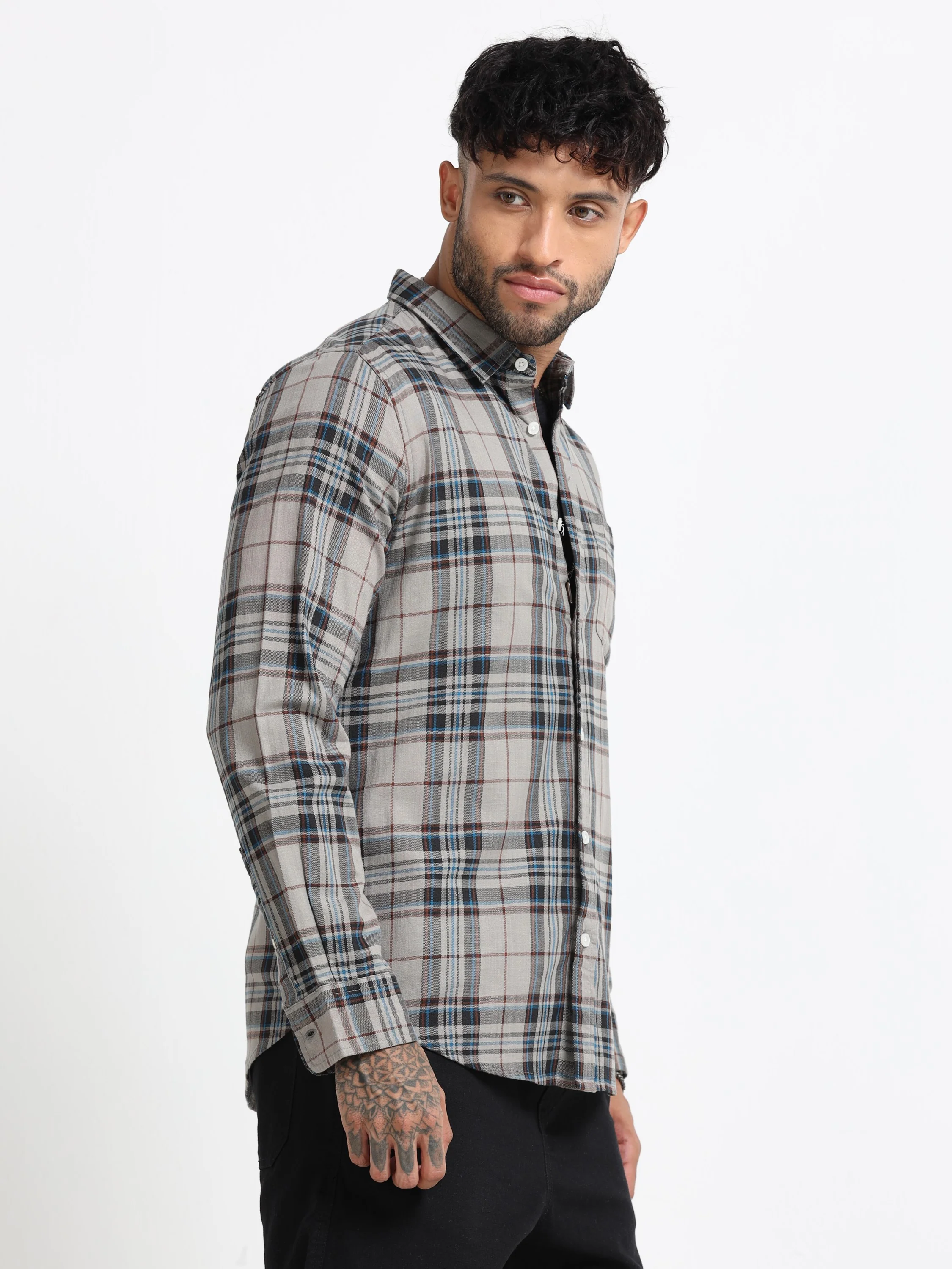 Men Multi Colored Check Shirt - Image 7