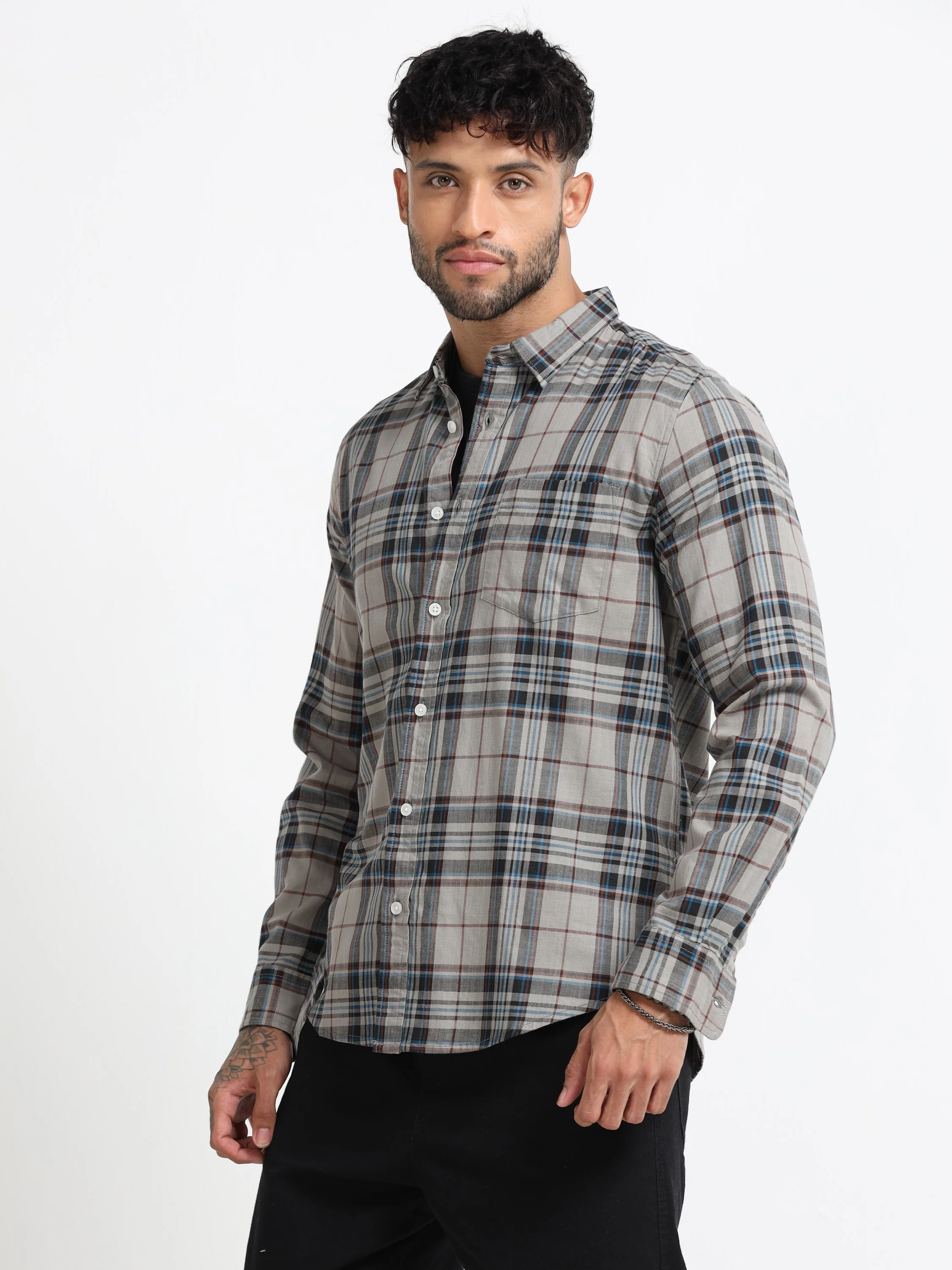 Men Multi Colored Check Shirt - Image 8