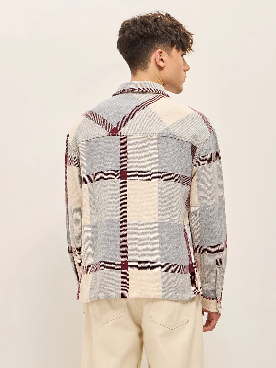 Men  Multi-Colour Checkered Relaxed Fit Shacket - Image 2