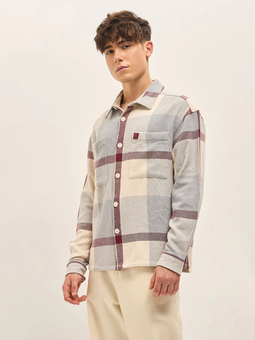 Men  Multi-Colour Checkered Relaxed Fit Shacket - Image 3