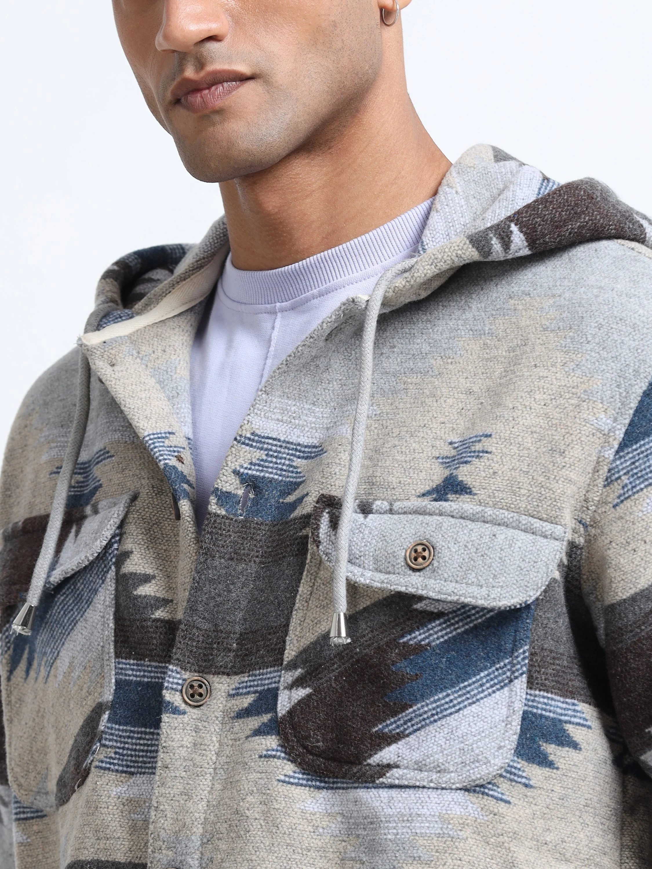 Men Cozy Hooded Shacket - Image 3
