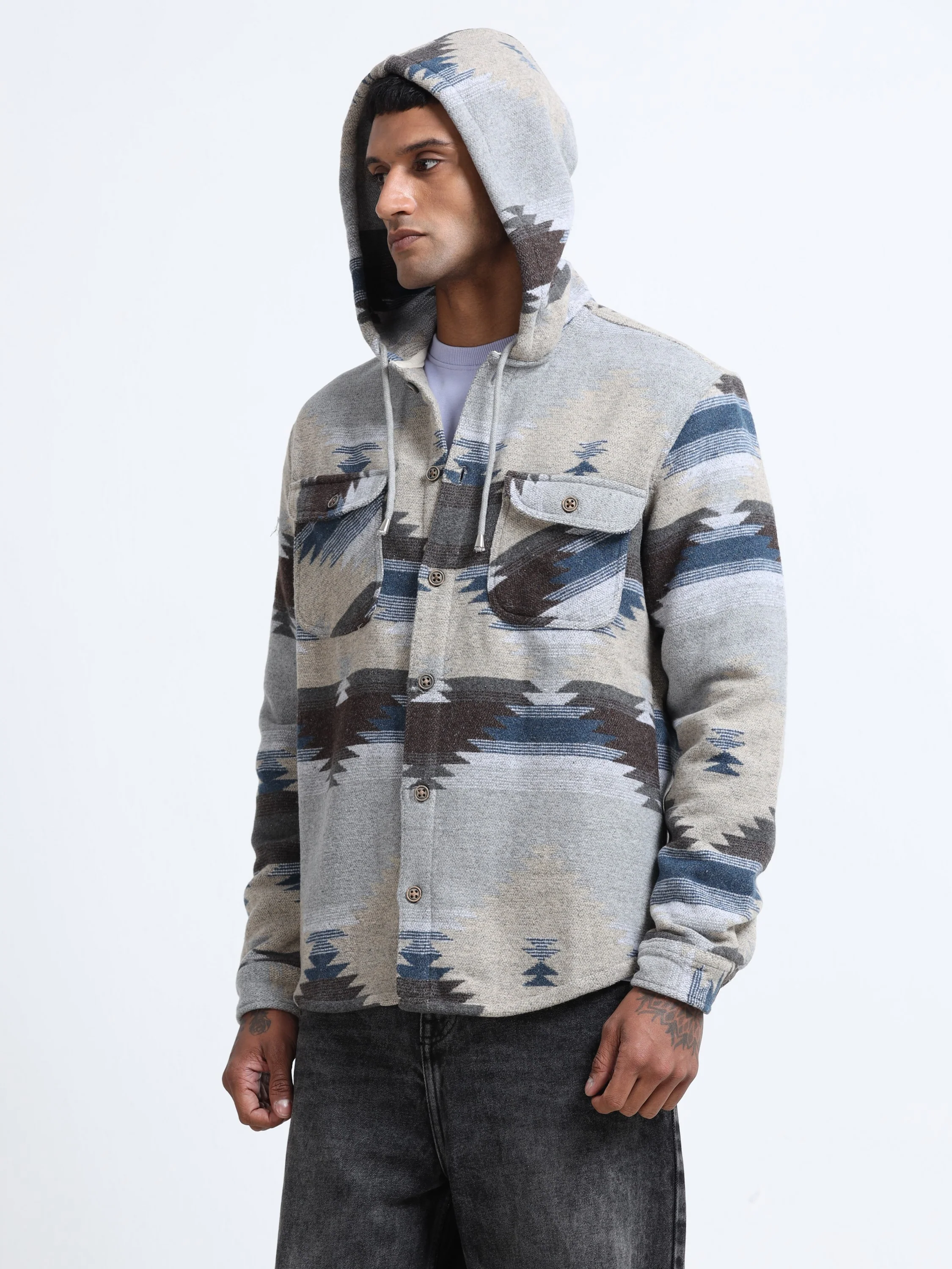 Men Cozy Hooded Shacket - Image 6