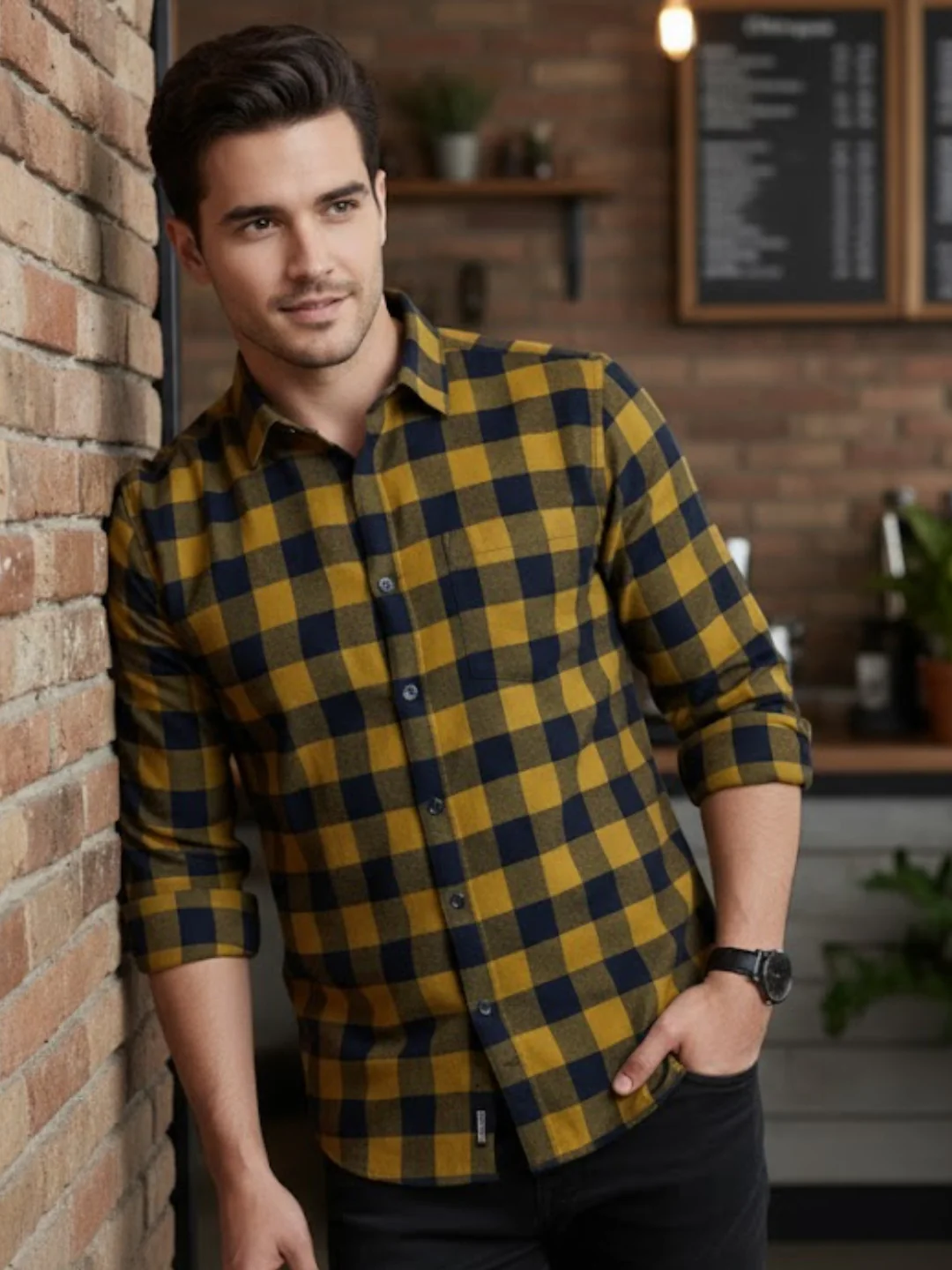 Men Multi Cut Away Collar Shirt