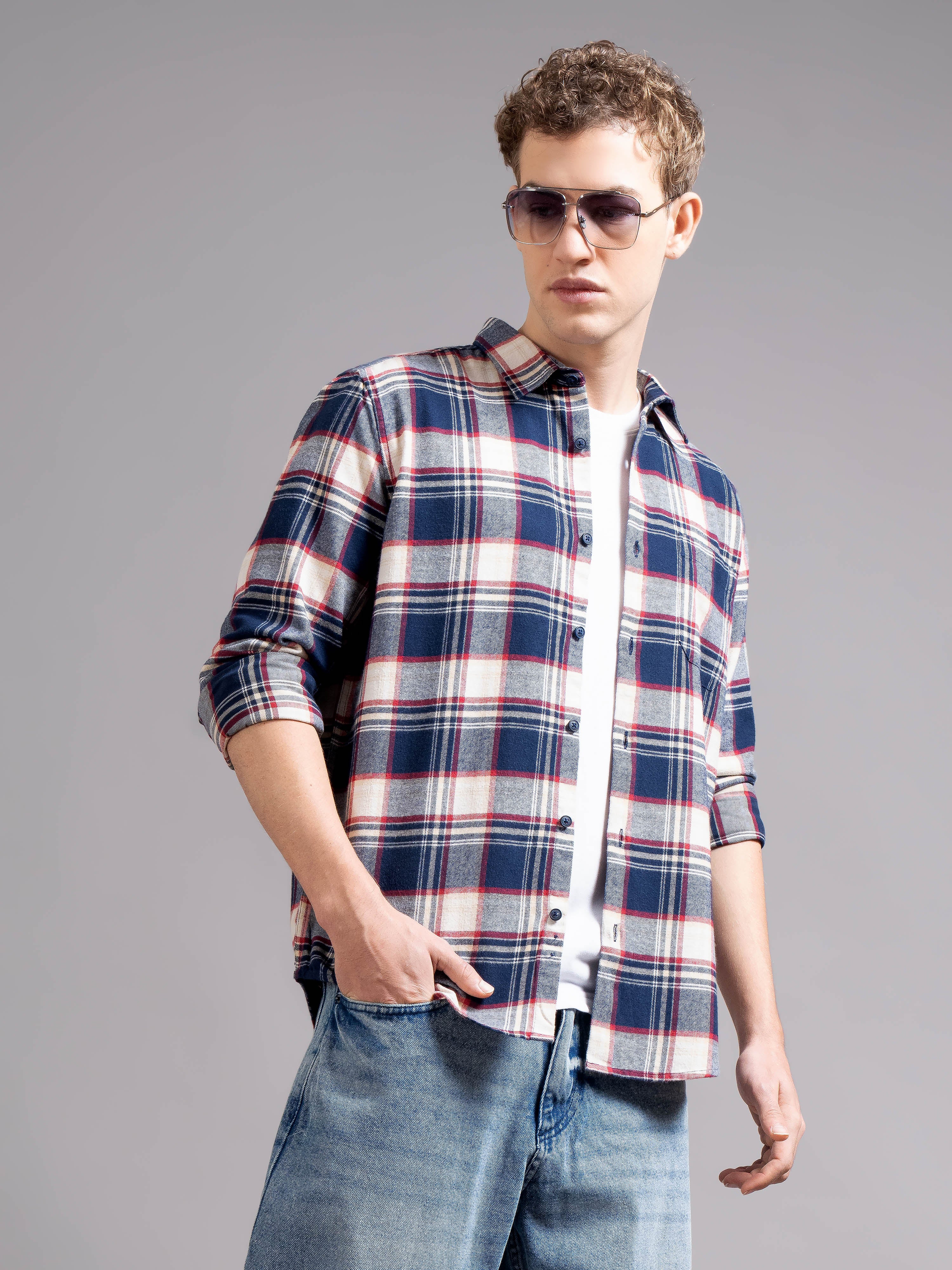 Men Multi Flannel Checked Shirt - Image 2