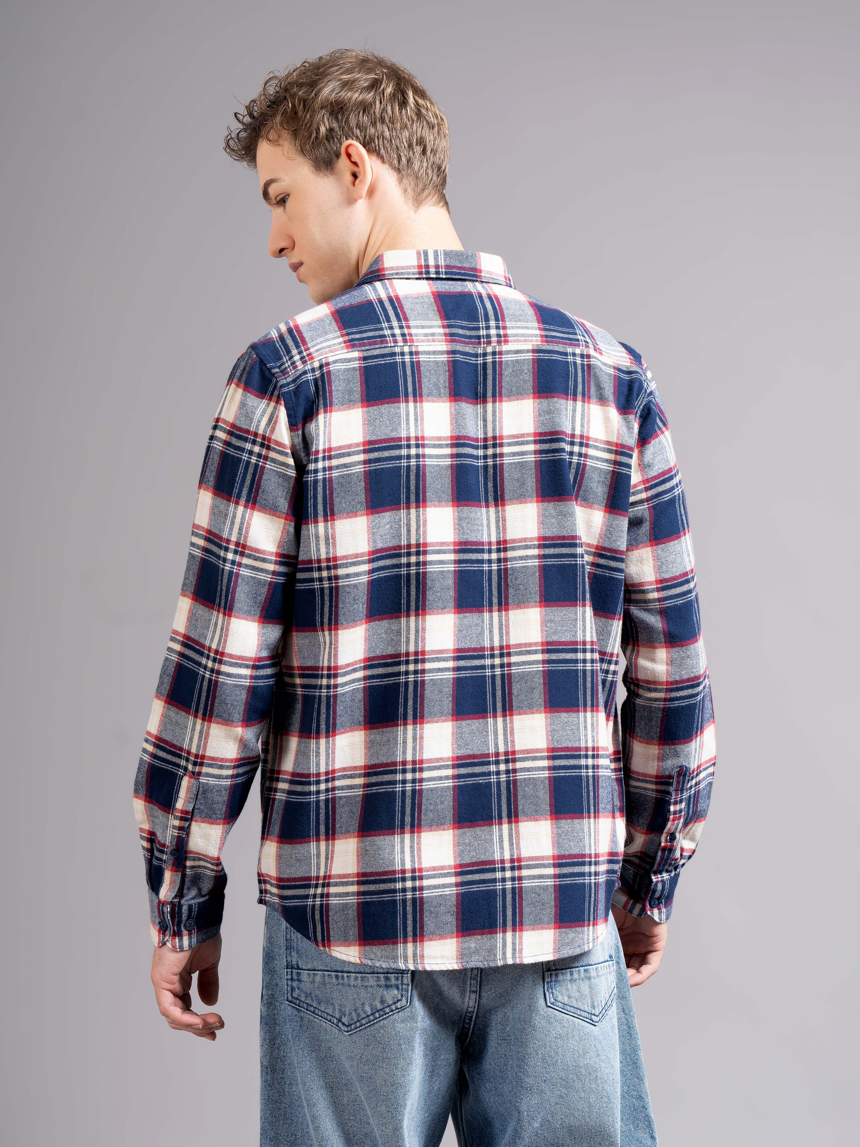 Men Multi Flannel Checked Shirt - Image 3