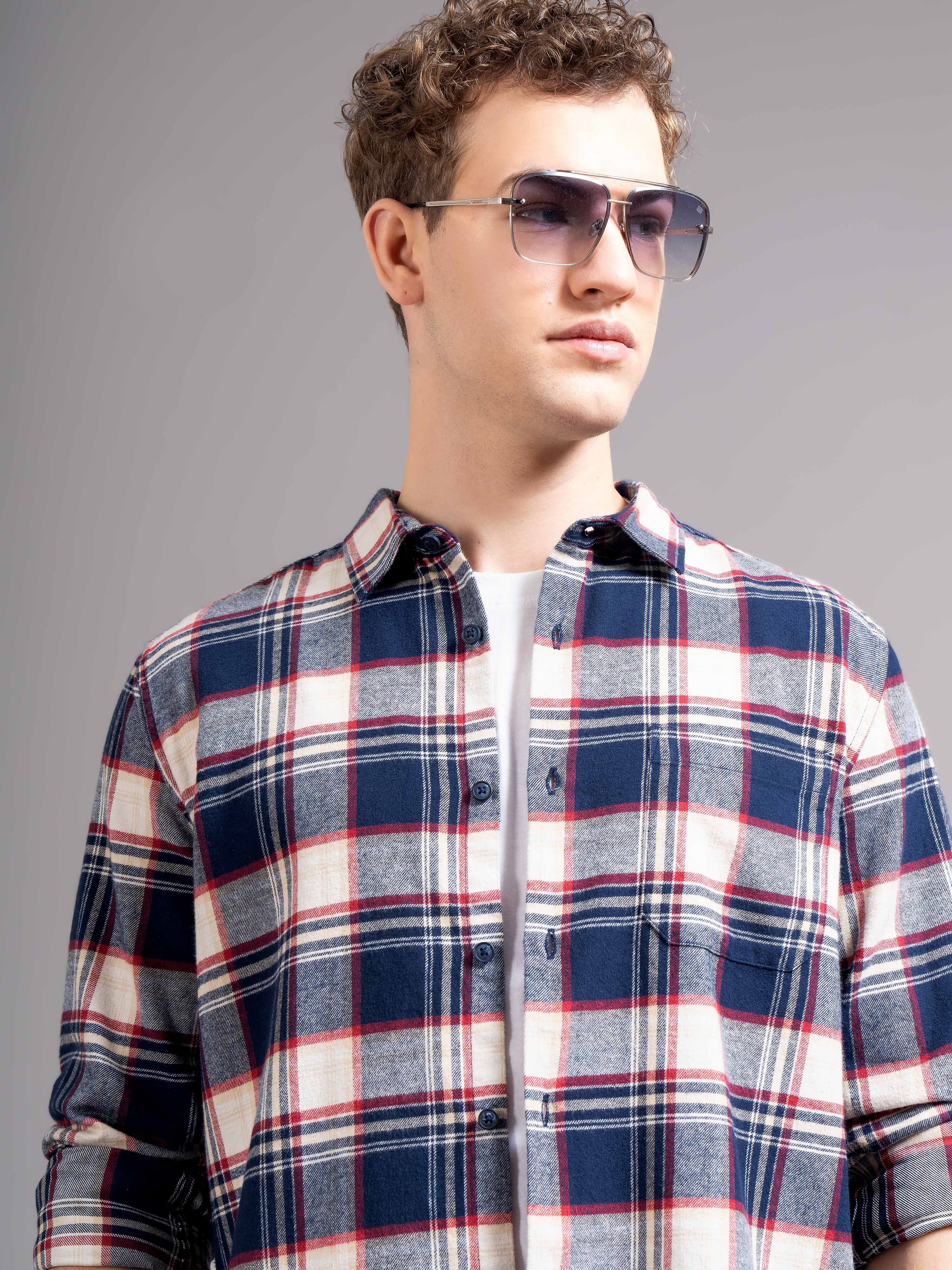 Men Multi Flannel Checked Shirt - Image 4
