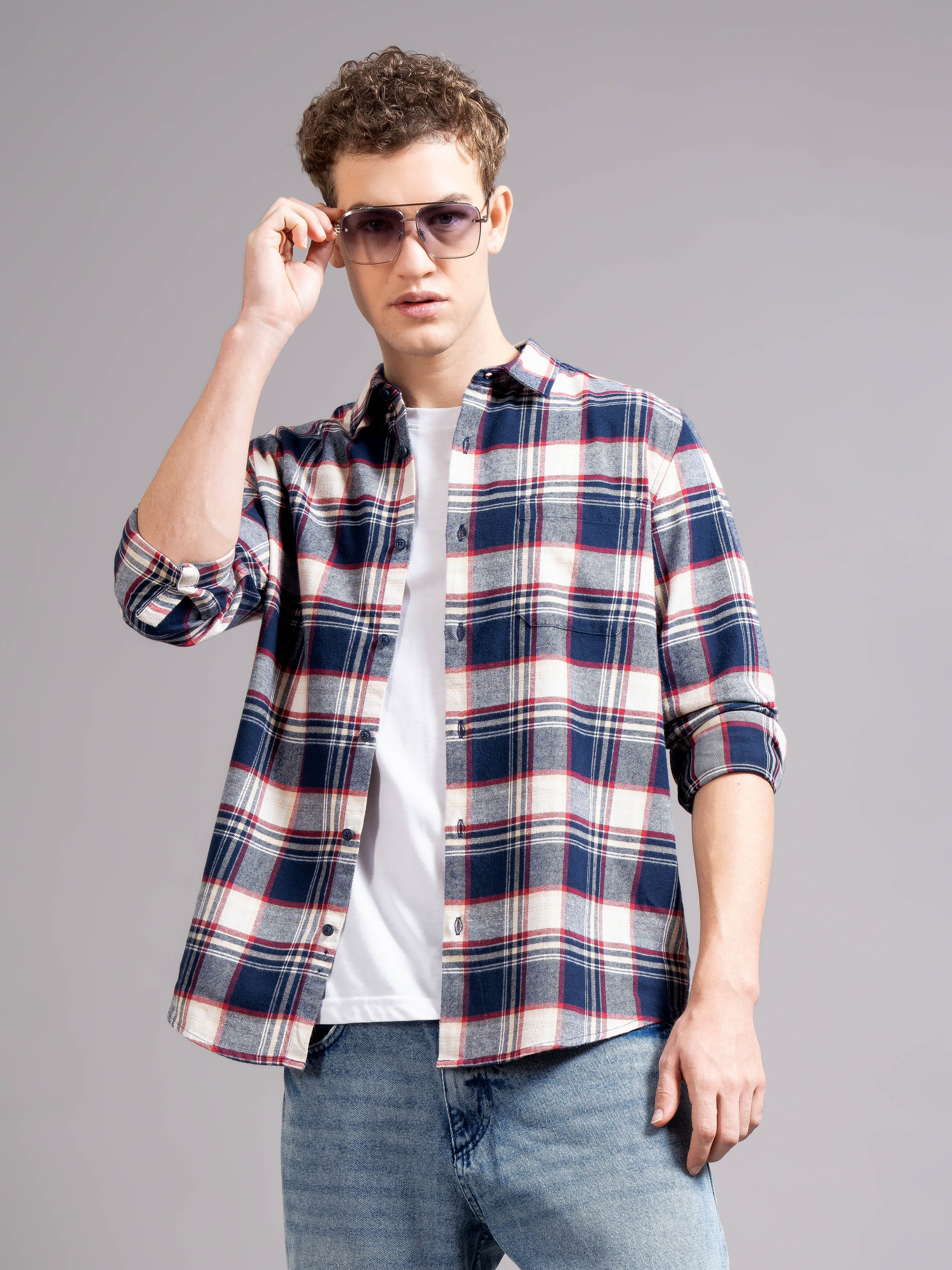 Men Multi Flannel Checked Shirt - Image 5