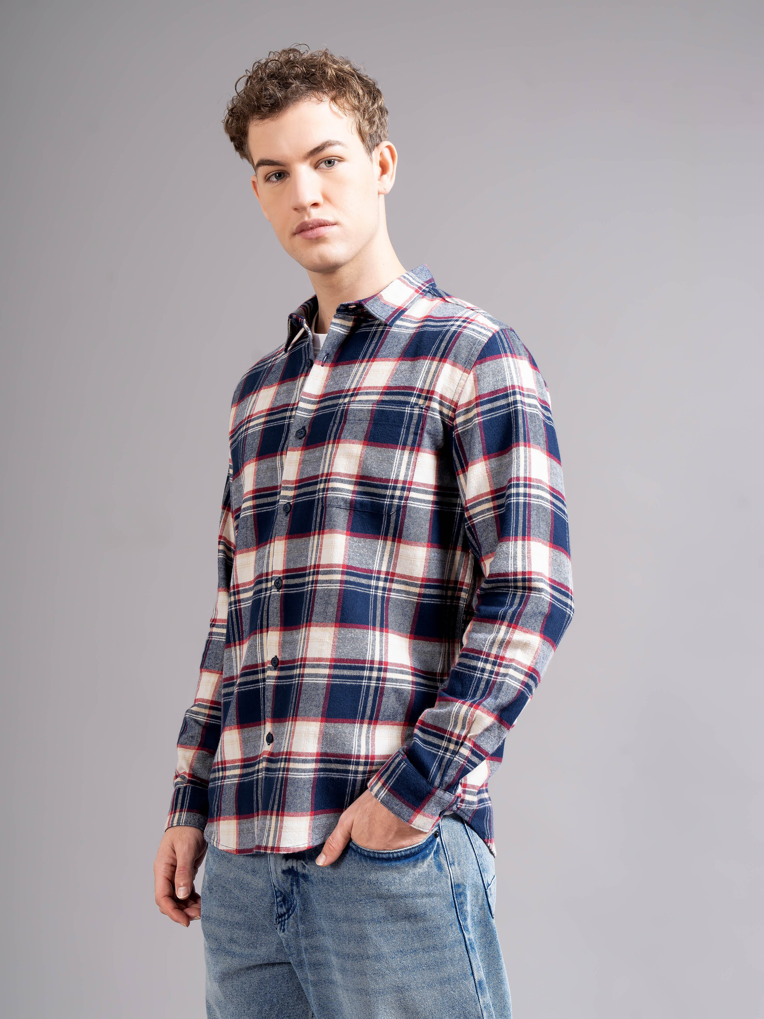 Men Multi Flannel Checked Shirt - Image 6