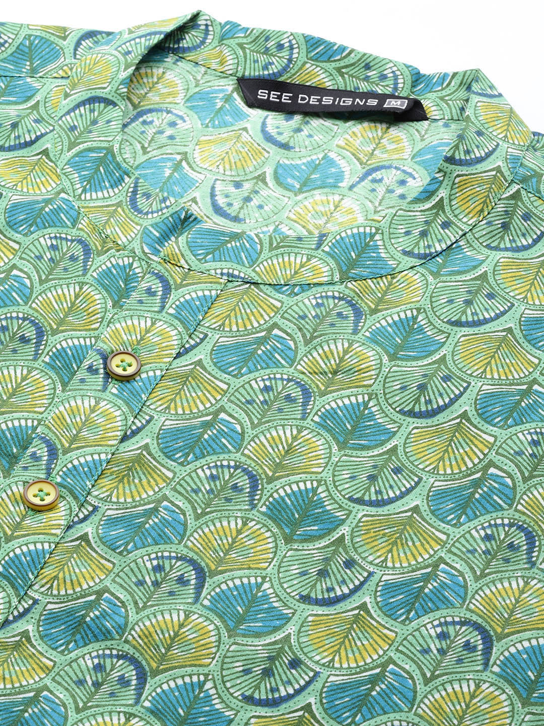Men Multi Printed Pure Cotton Straight Kurta - Image 2