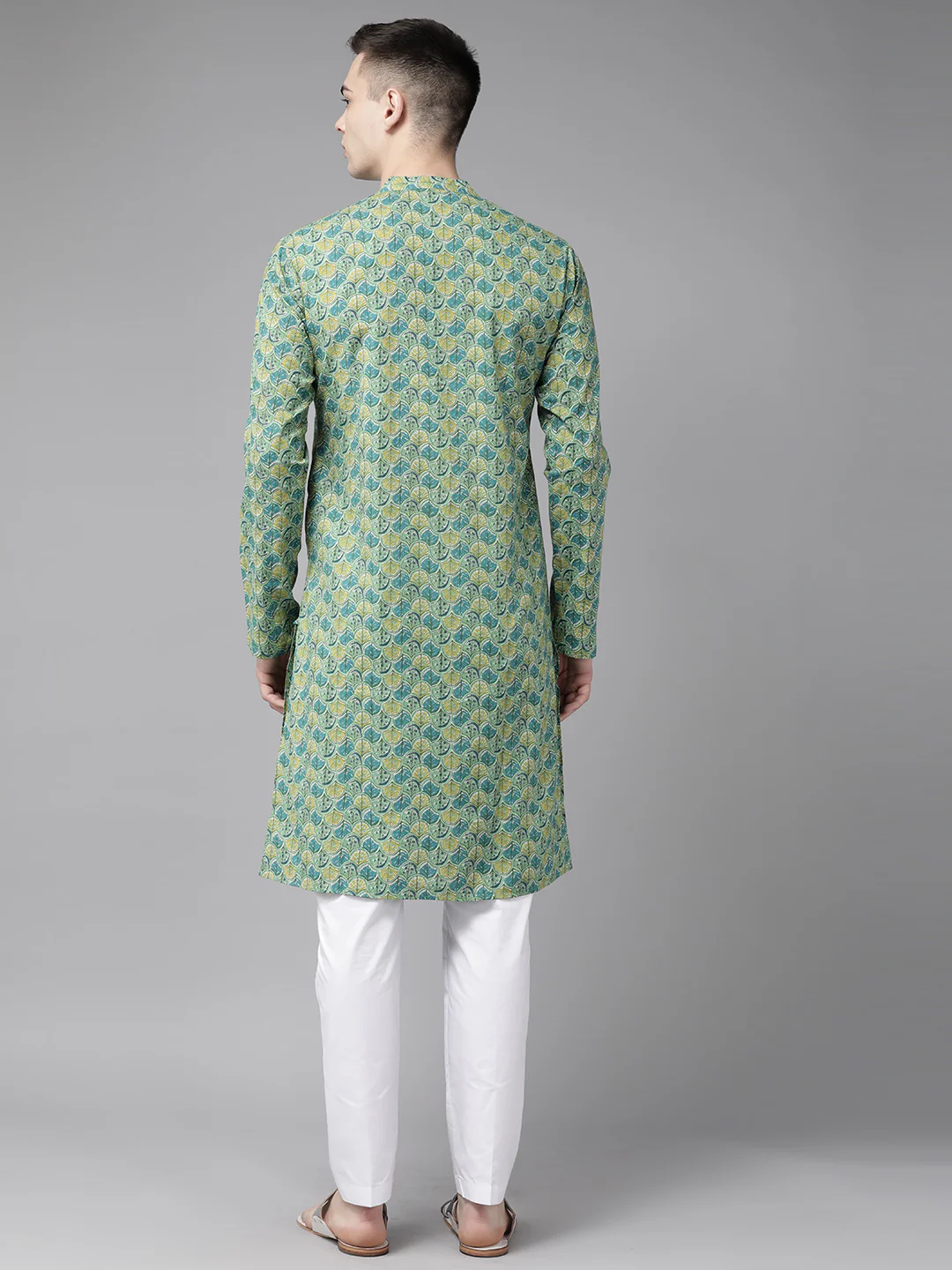 Men Multi Printed Pure Cotton Straight Kurta - Image 4