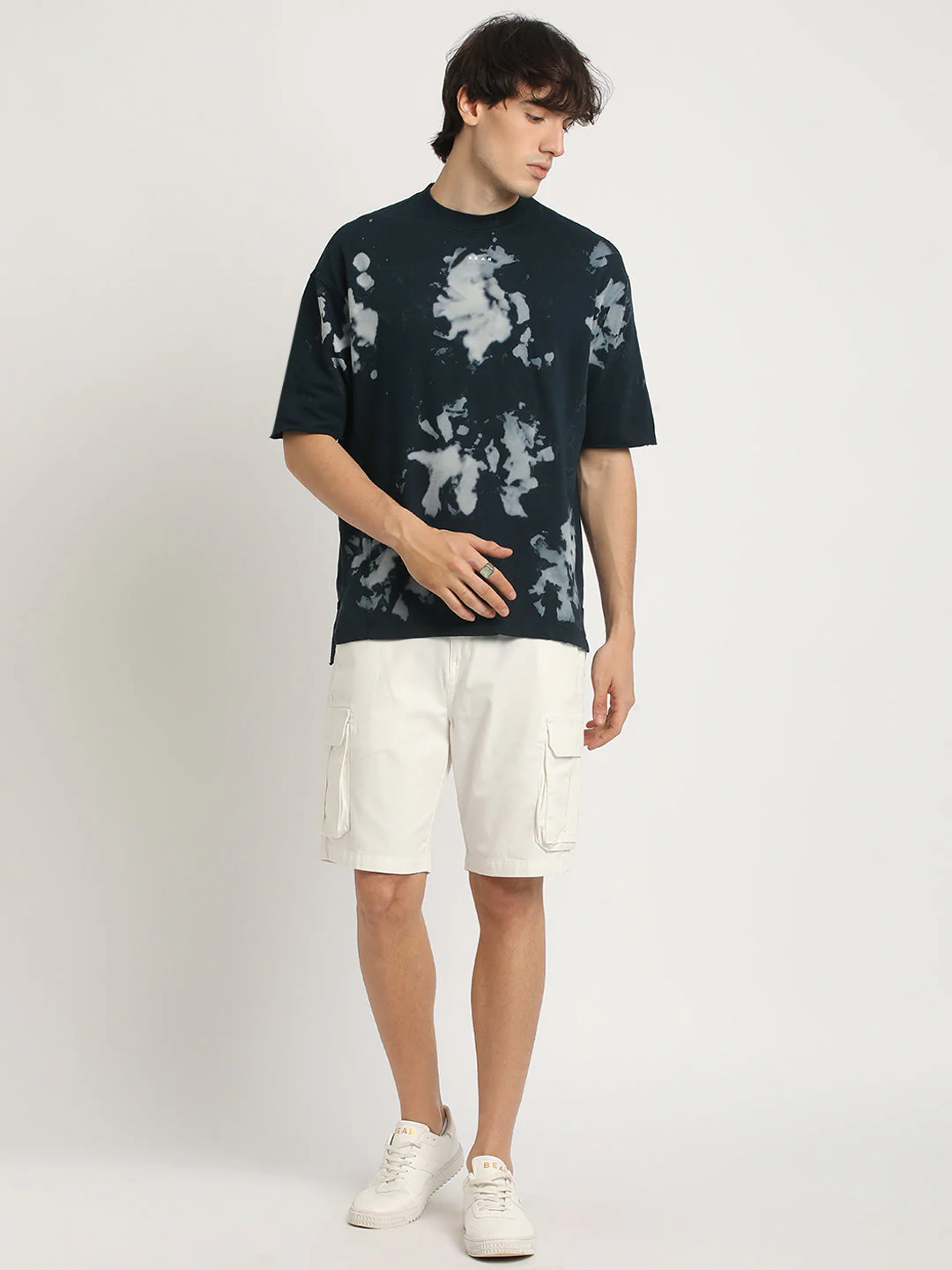 Men Multi Tie and Dye Oversized Fit Round Neck T-shirt - Image 4