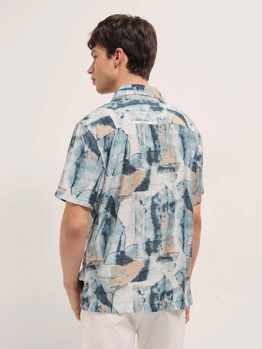 Men Multicolor Abstract Digital Print Relaxed Fit Cuban Collar Shirt - Image 2