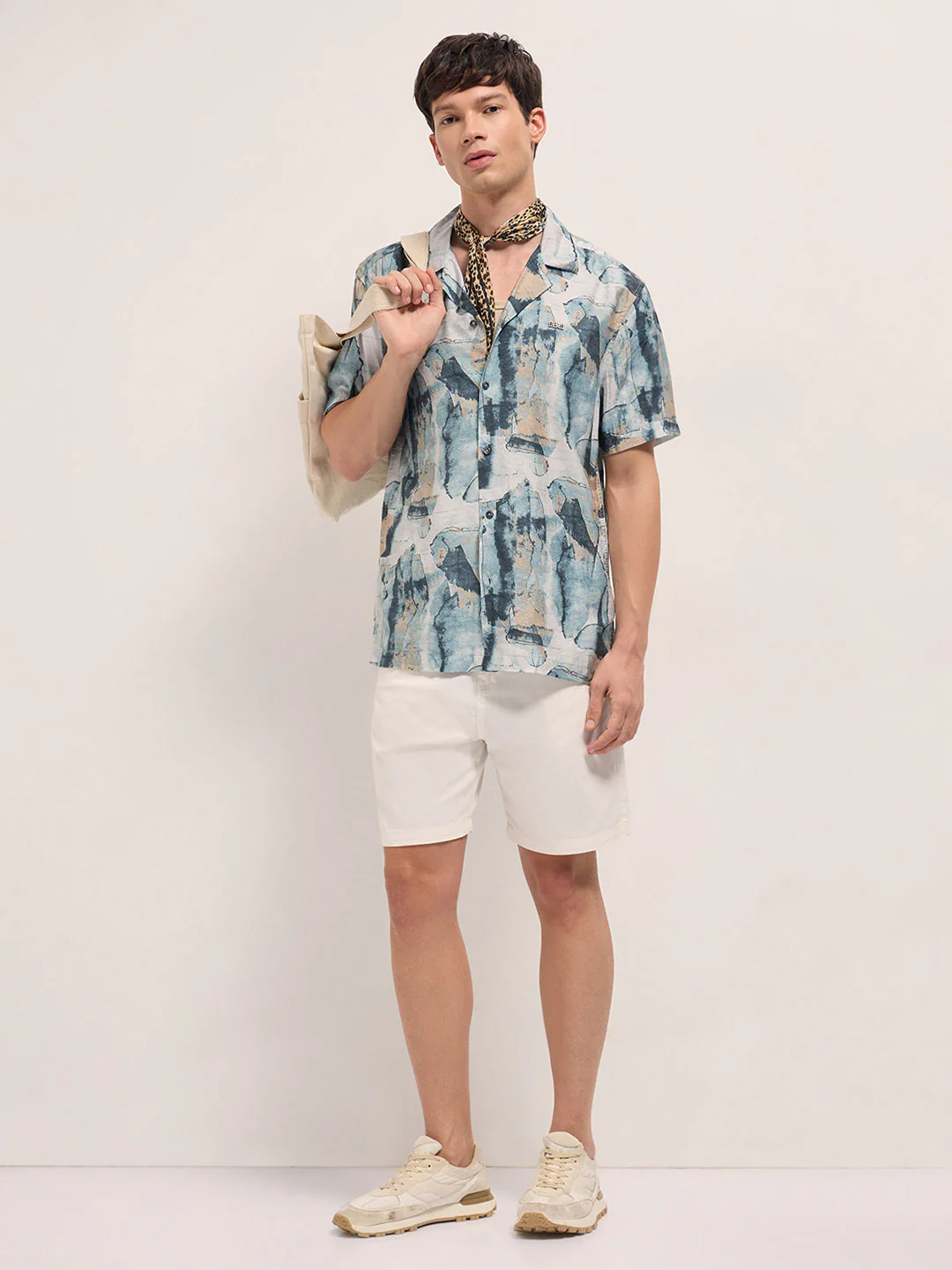Men Multicolor Abstract Digital Print Relaxed Fit Cuban Collar Shirt - Image 4