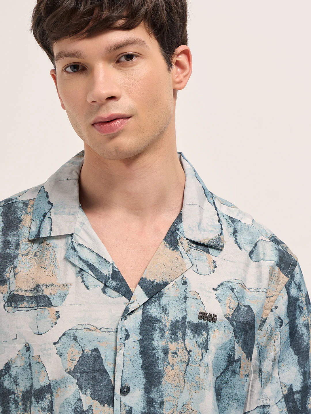 Men Multicolor Abstract Digital Print Relaxed Fit Cuban Collar Shirt - Image 5