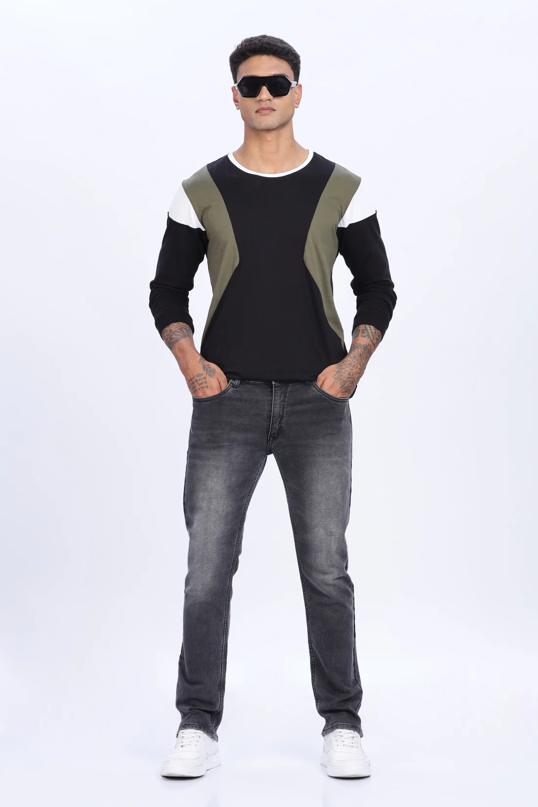 Men Multicolor Casual Full Sleeve Round Neck T-Shirt - Image 2