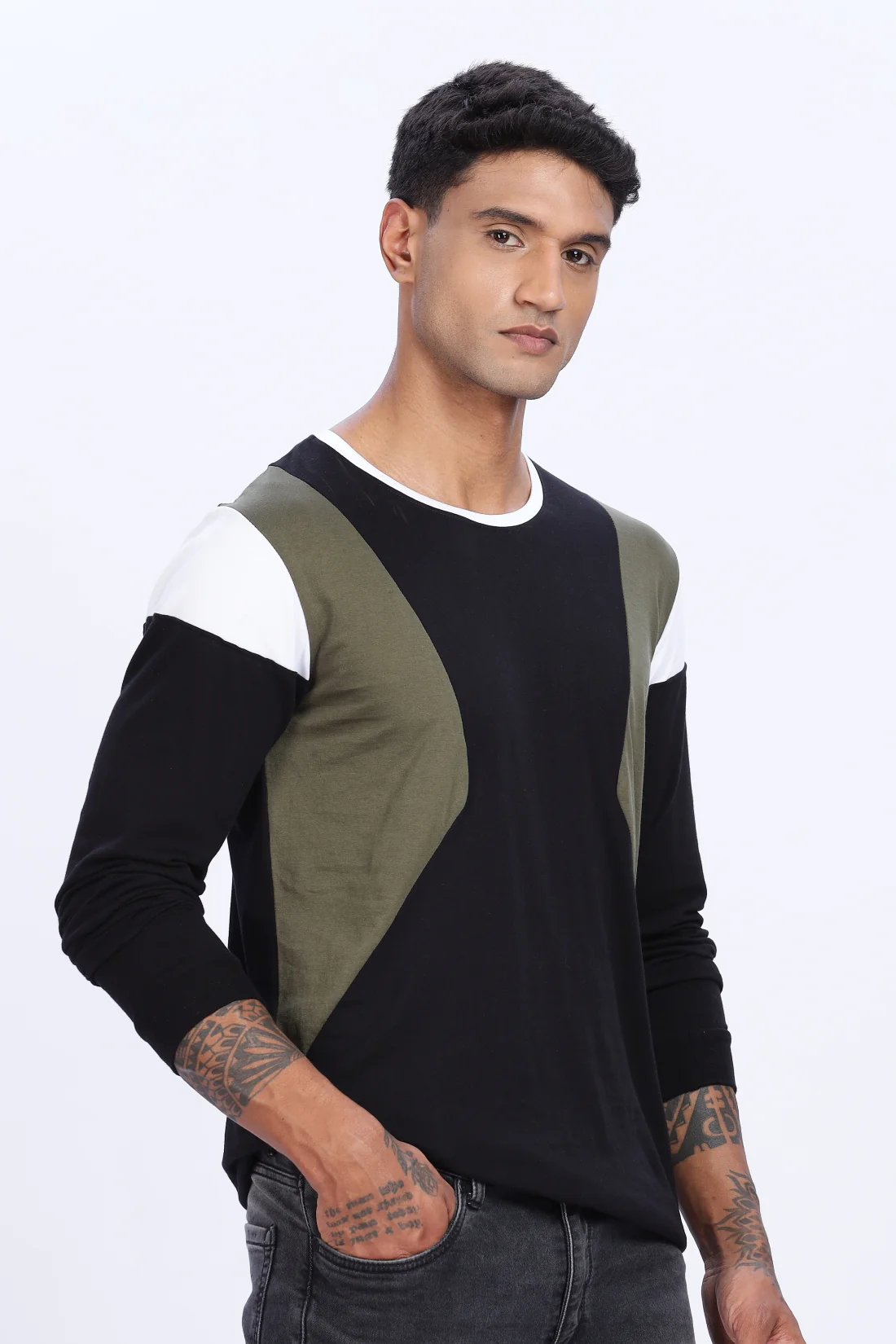 Men Multicolor Casual Full Sleeve Round Neck T-Shirt - Image 3
