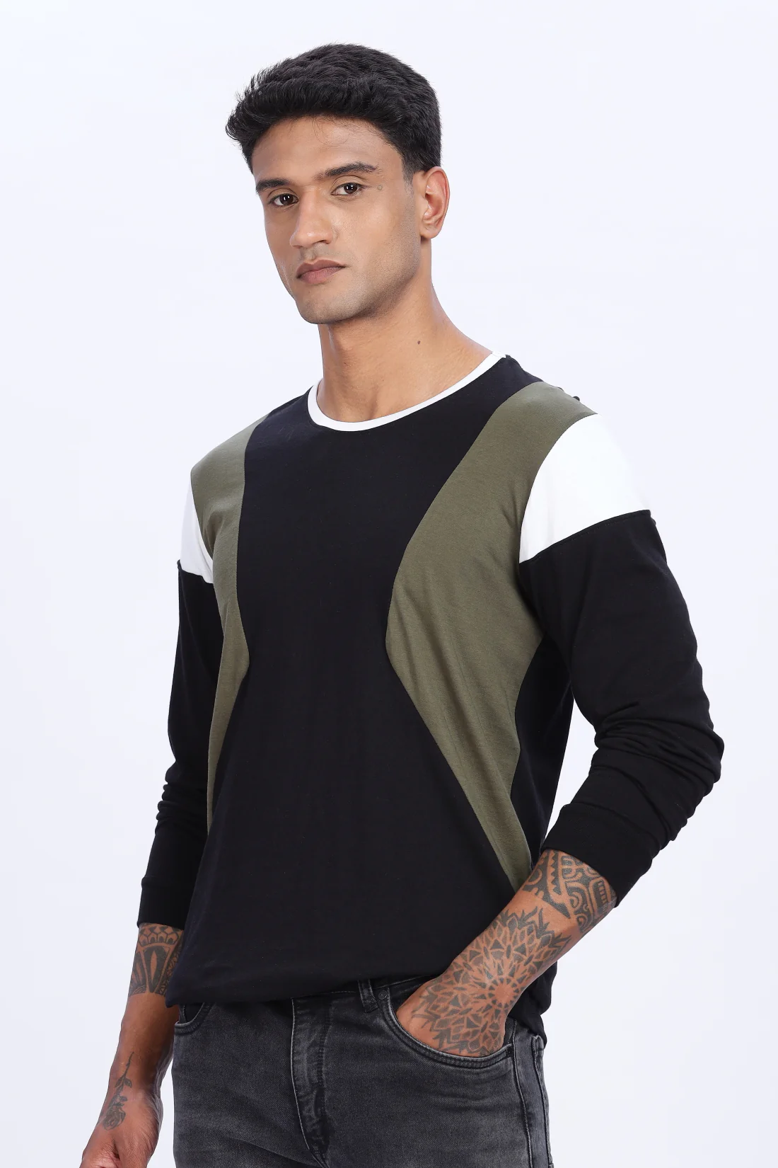 Men Multicolor Casual Full Sleeve Round Neck T-Shirt - Image 6