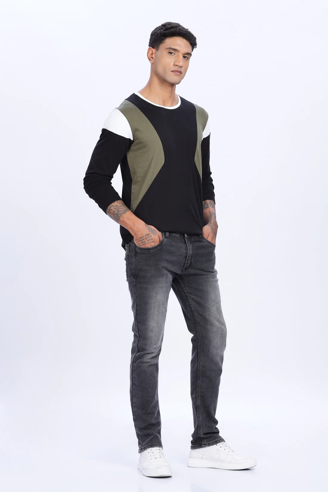 Men Multicolor Casual Full Sleeve Round Neck T-Shirt - Image 7