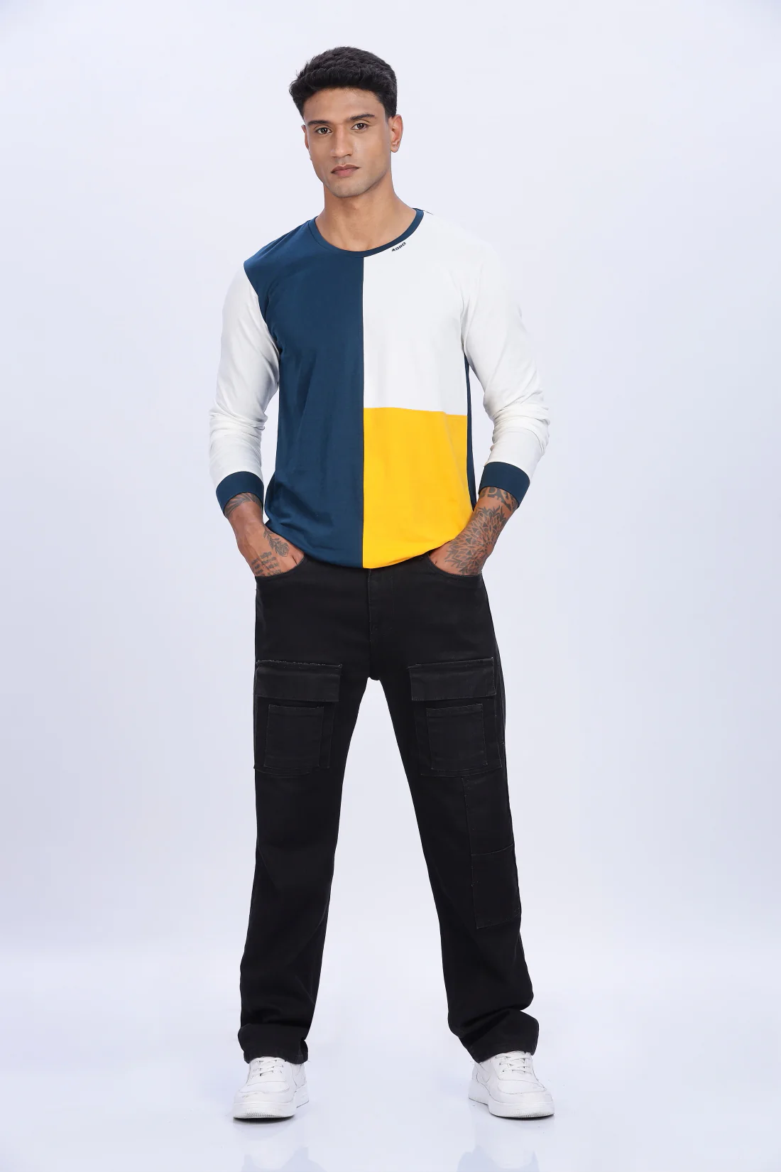 Men Multicolor Casual Trendy Full Sleeve Round Neck T-Shirt - Image 2
