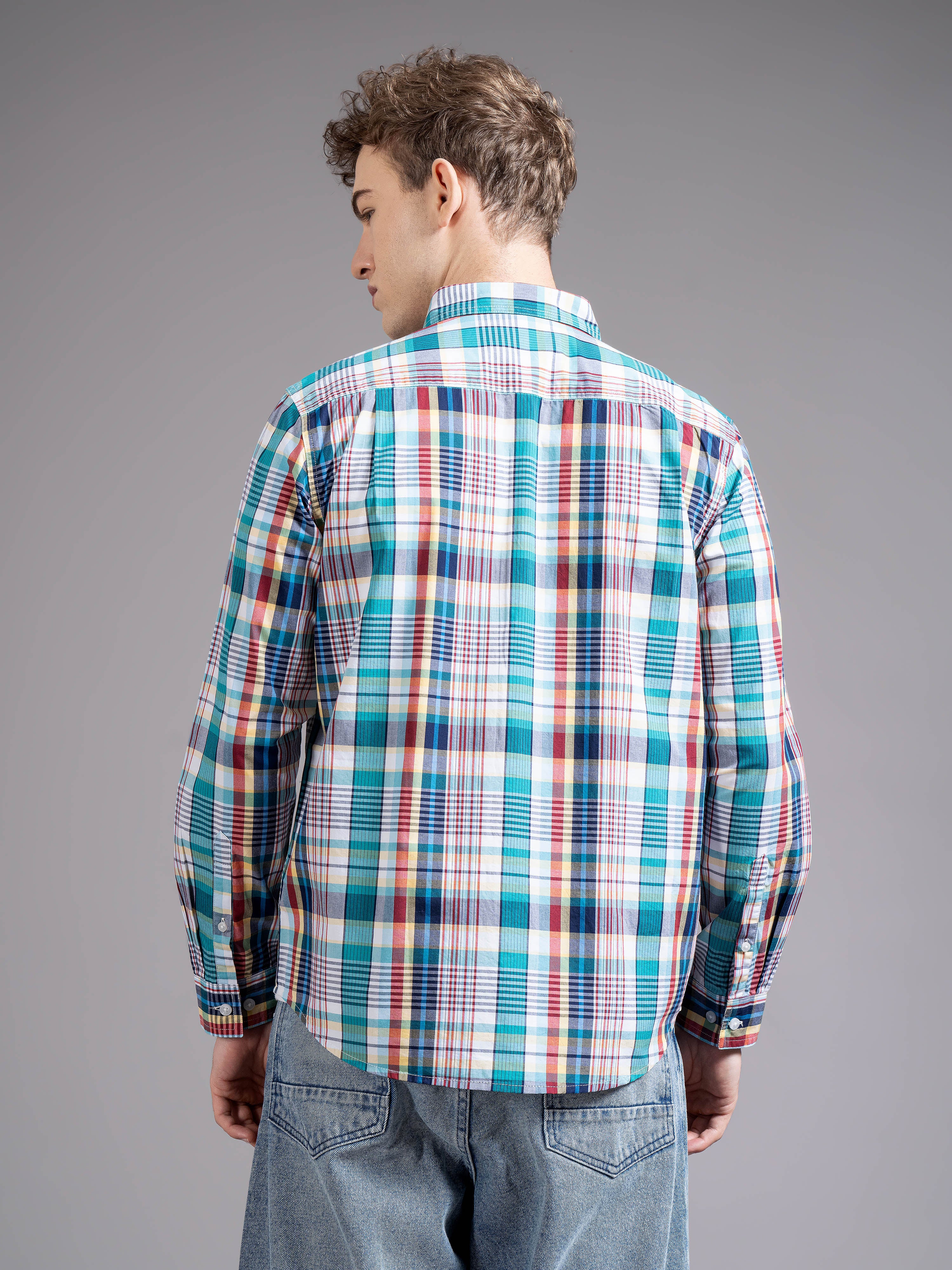 Men Multicolor Checked Shirt - Image 2