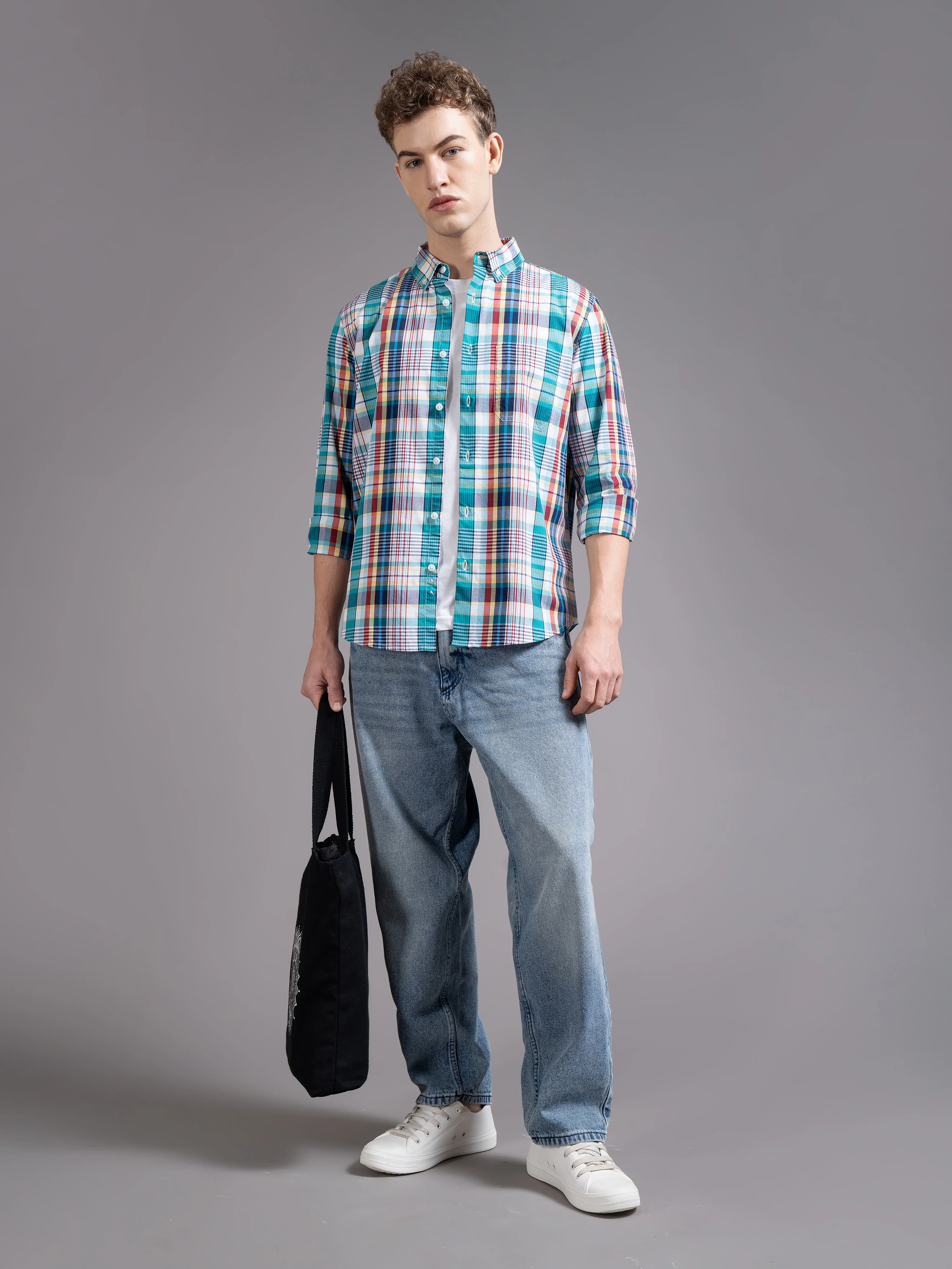 Men Multicolor Checked Shirt - Image 4