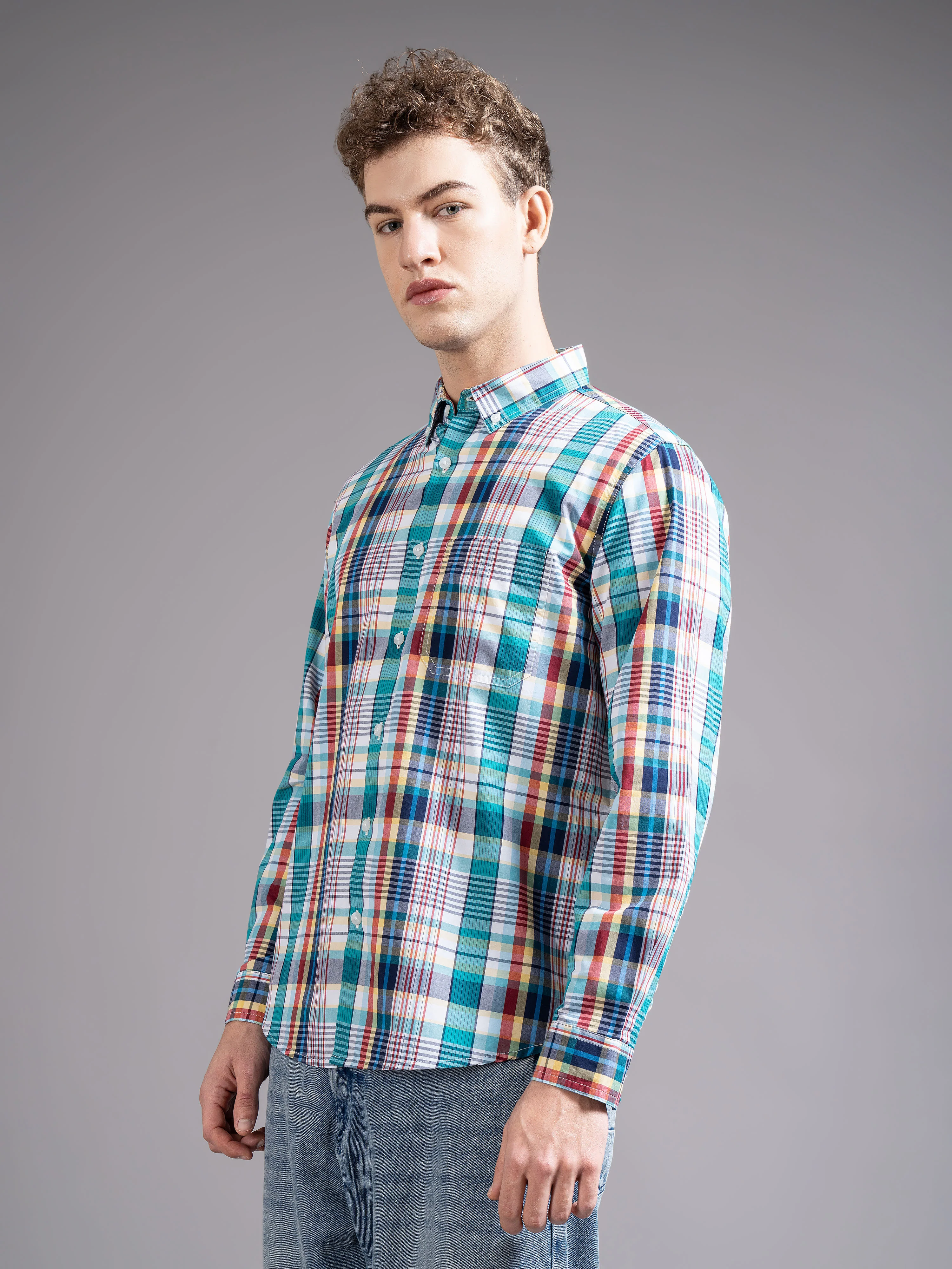 Men Multicolor Checked Shirt - Image 6