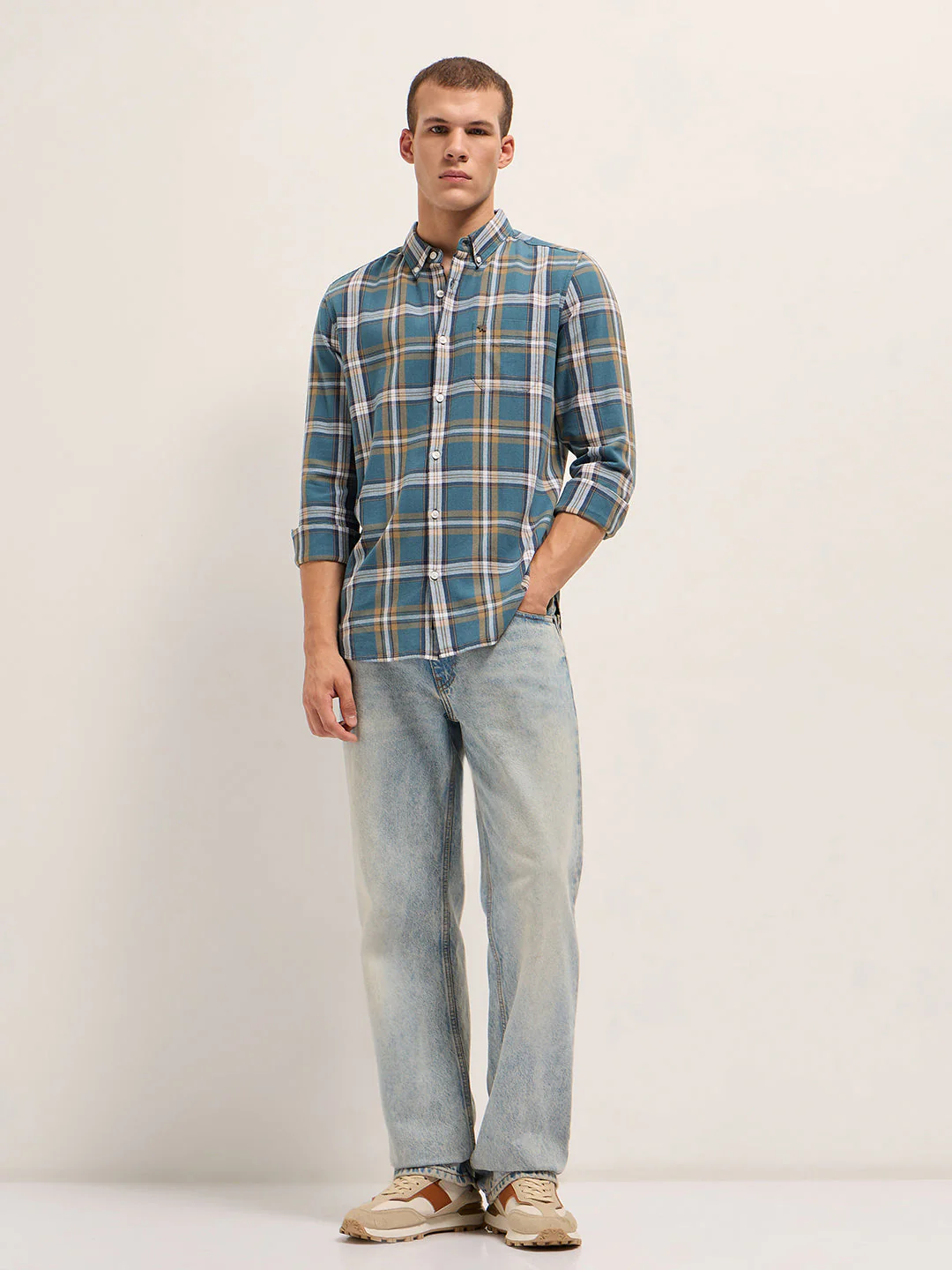 Men Multicolor Checked Slim Fit Casual Shirt - Image 4