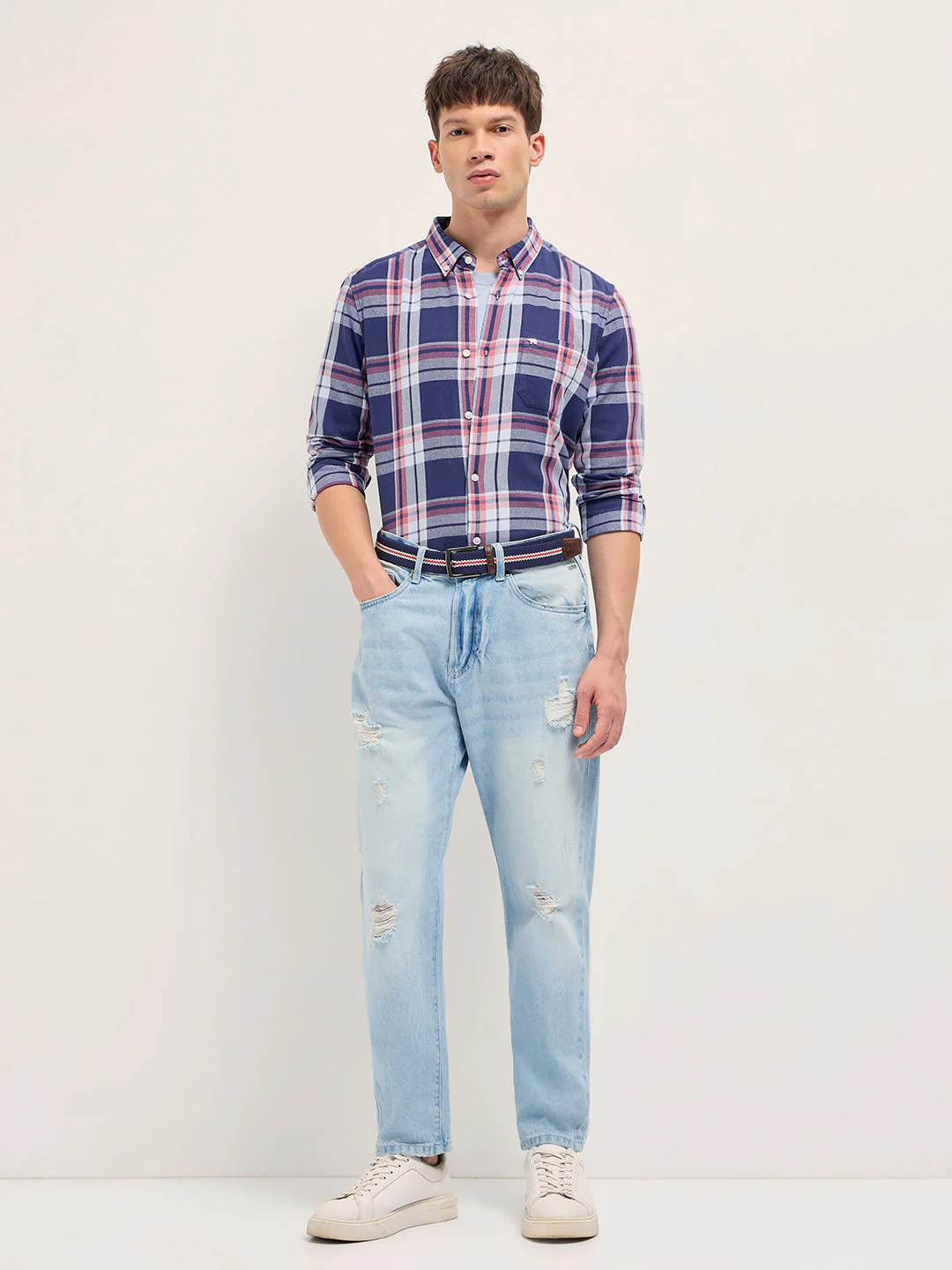 Men Multicolor Checkered Slim Fit Casual Shirt - Image 4