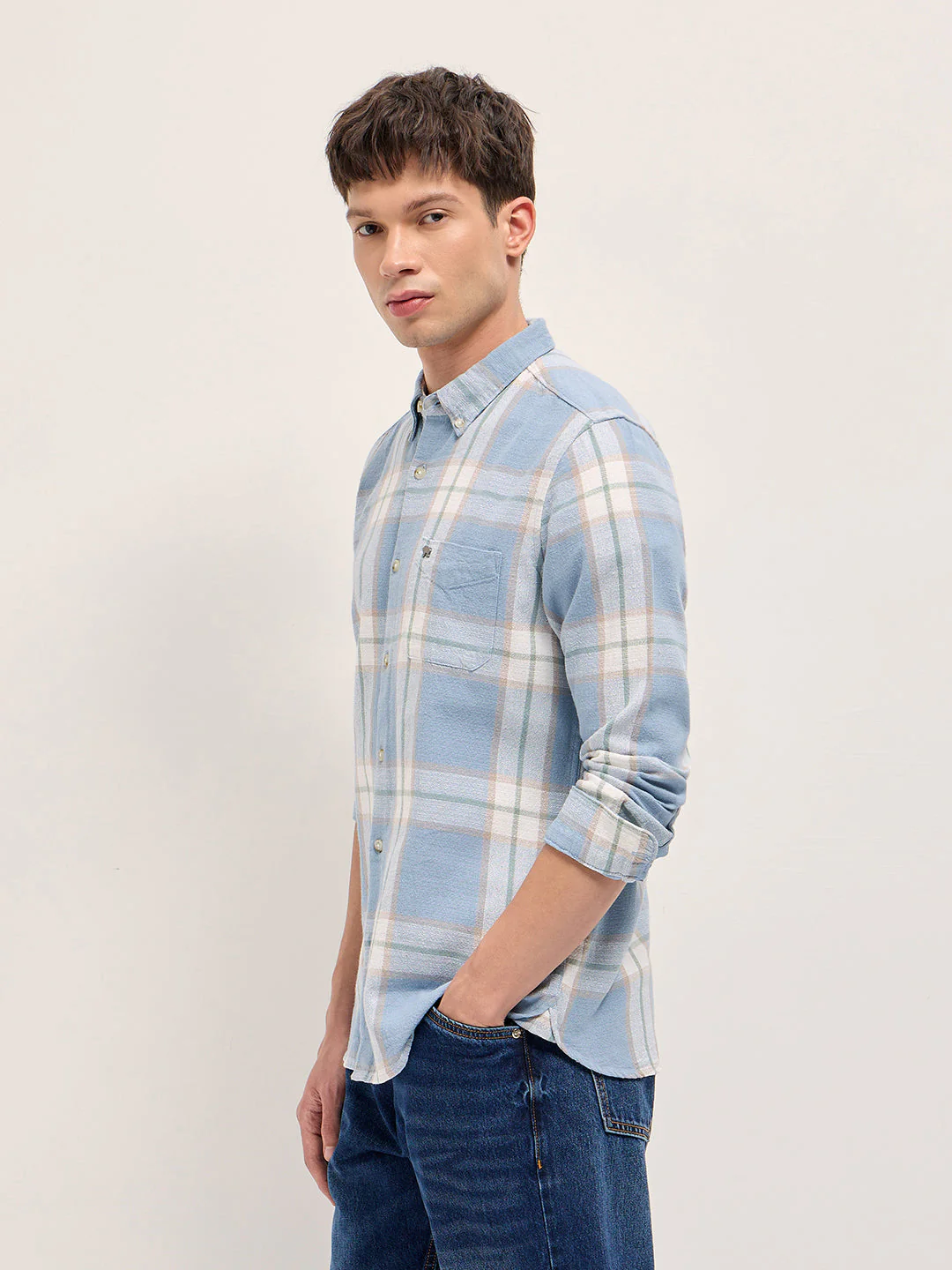 Men Multicolor Checkered Slim Fit Casual Shirt - Image 3