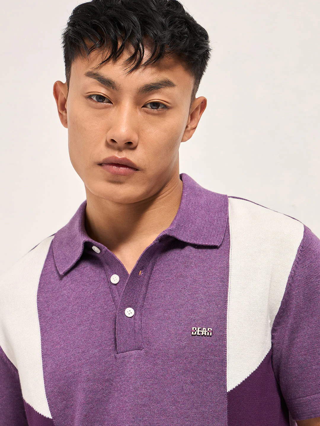 Men Multicolor Colorblock Flat Knit Polo - Image 5