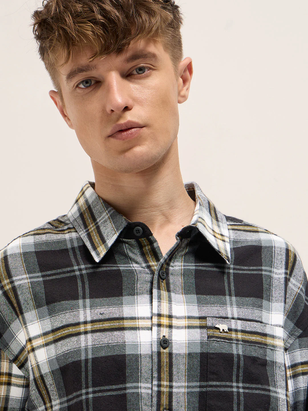 Men Multicolor Flannel Checkered Relaxed Fit Overshirt - Image 5