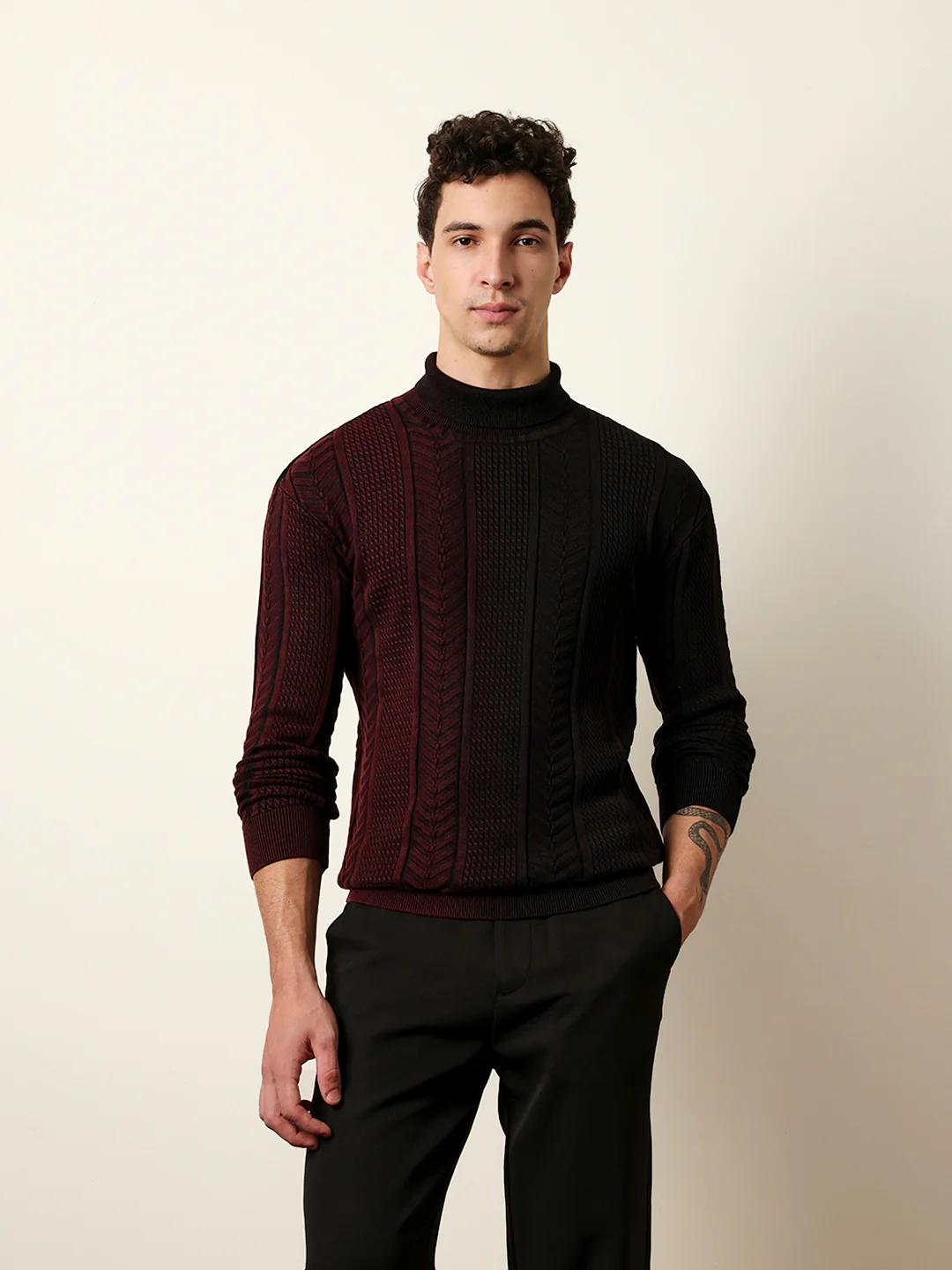 Men Multicolor Full Sleeve Relax T-Shirt - Image 3