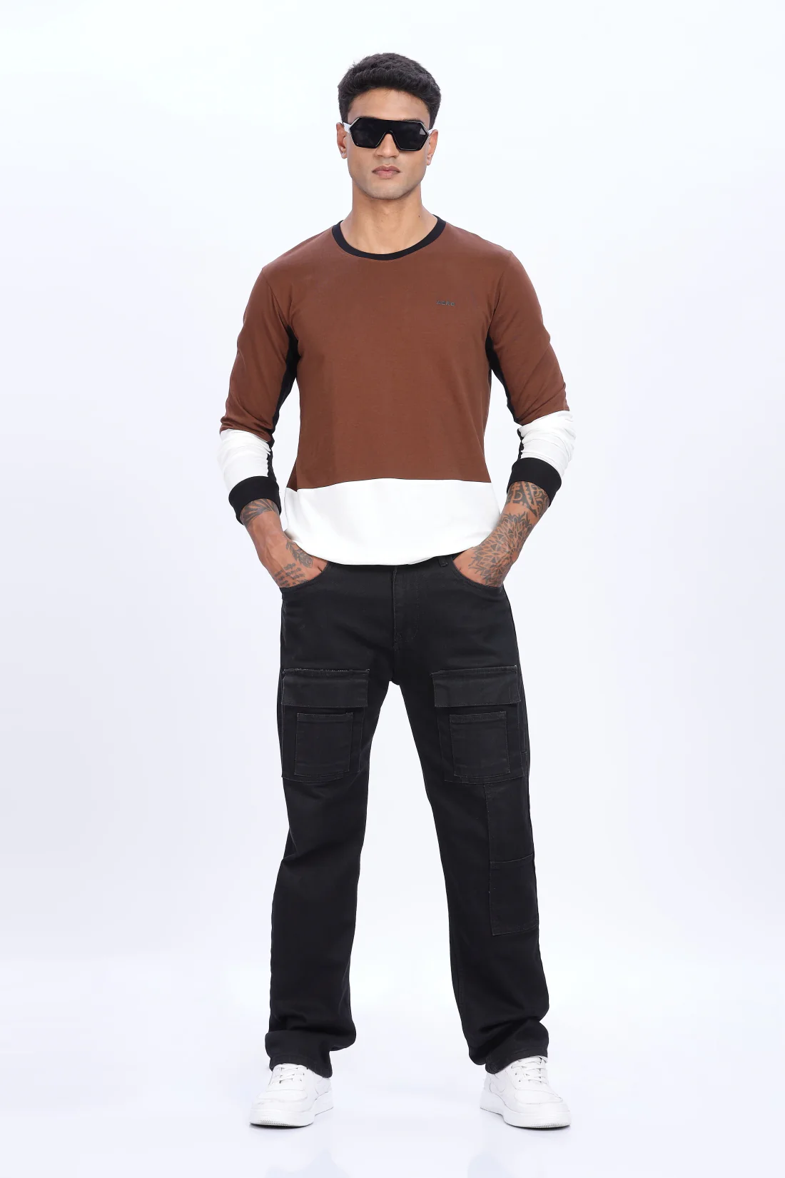 Men Multicolor Full Sleeve Relaxed Fit T-Shirt - Image 2