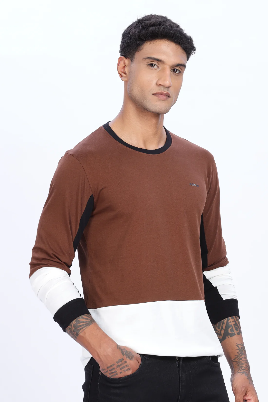Men Multicolor Full Sleeve Relaxed Fit T-Shirt - Image 3