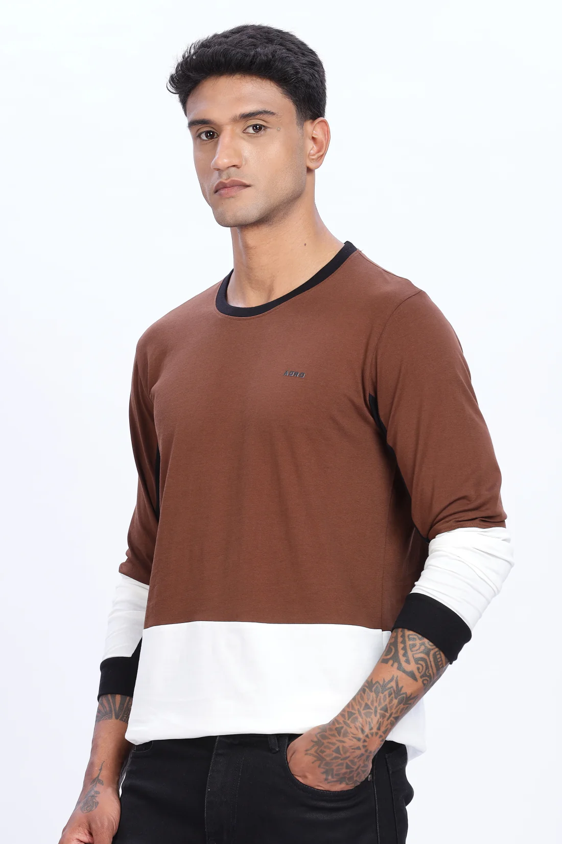 Men Multicolor Full Sleeve Relaxed Fit T-Shirt - Image 6