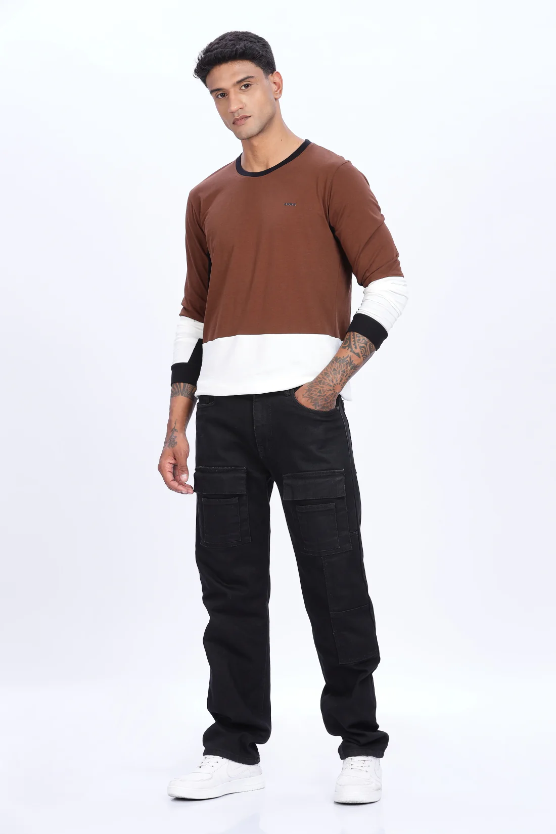 Men Multicolor Full Sleeve Relaxed Fit T-Shirt - Image 7