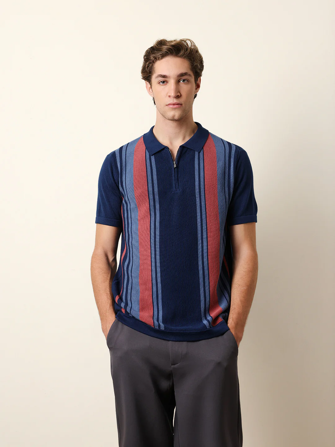 Men Multicolor Half Sleeve Polo T-Shirt - Image 3