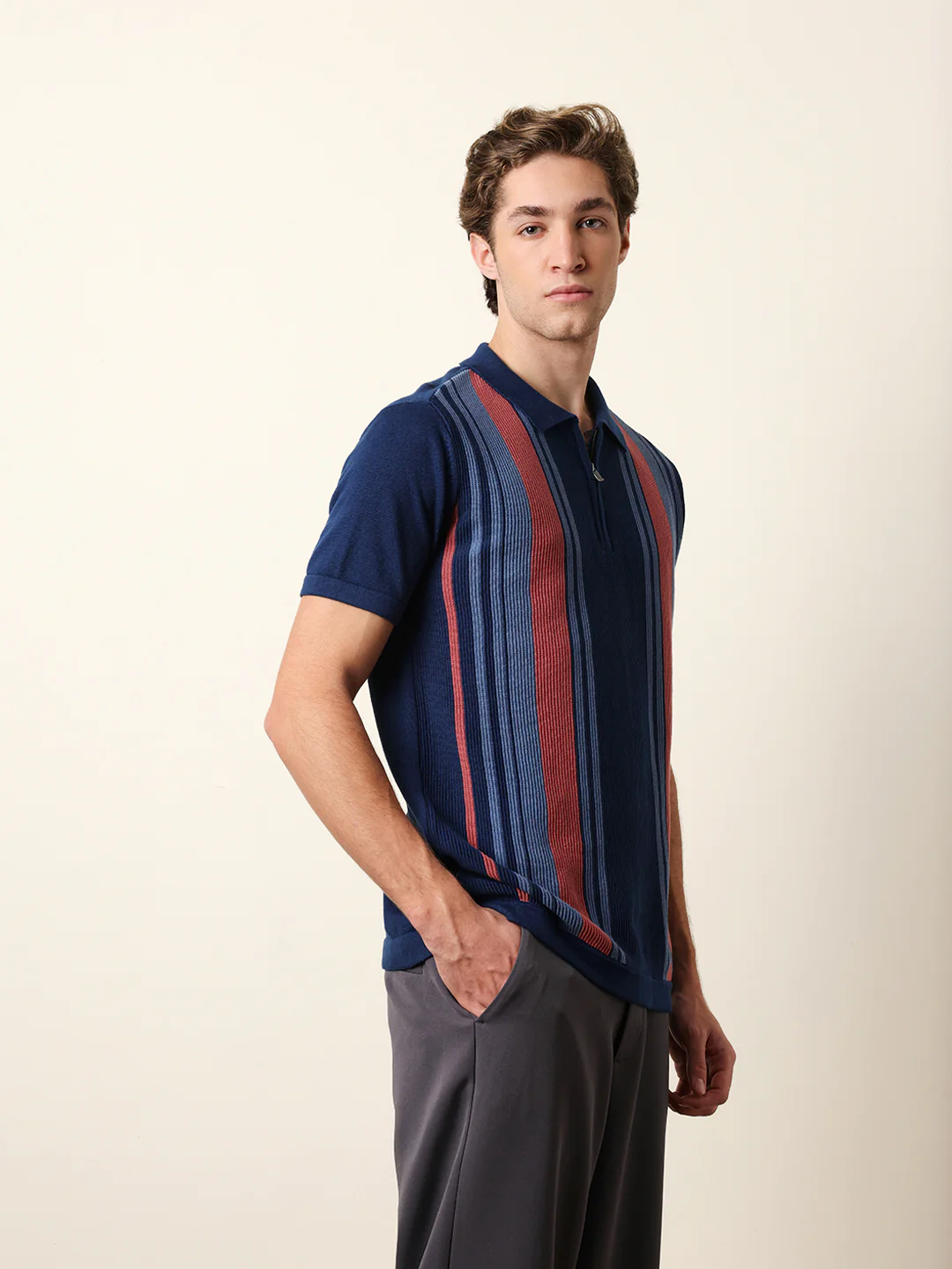 Men Multicolor Half Sleeve Polo T-Shirt - Image 5