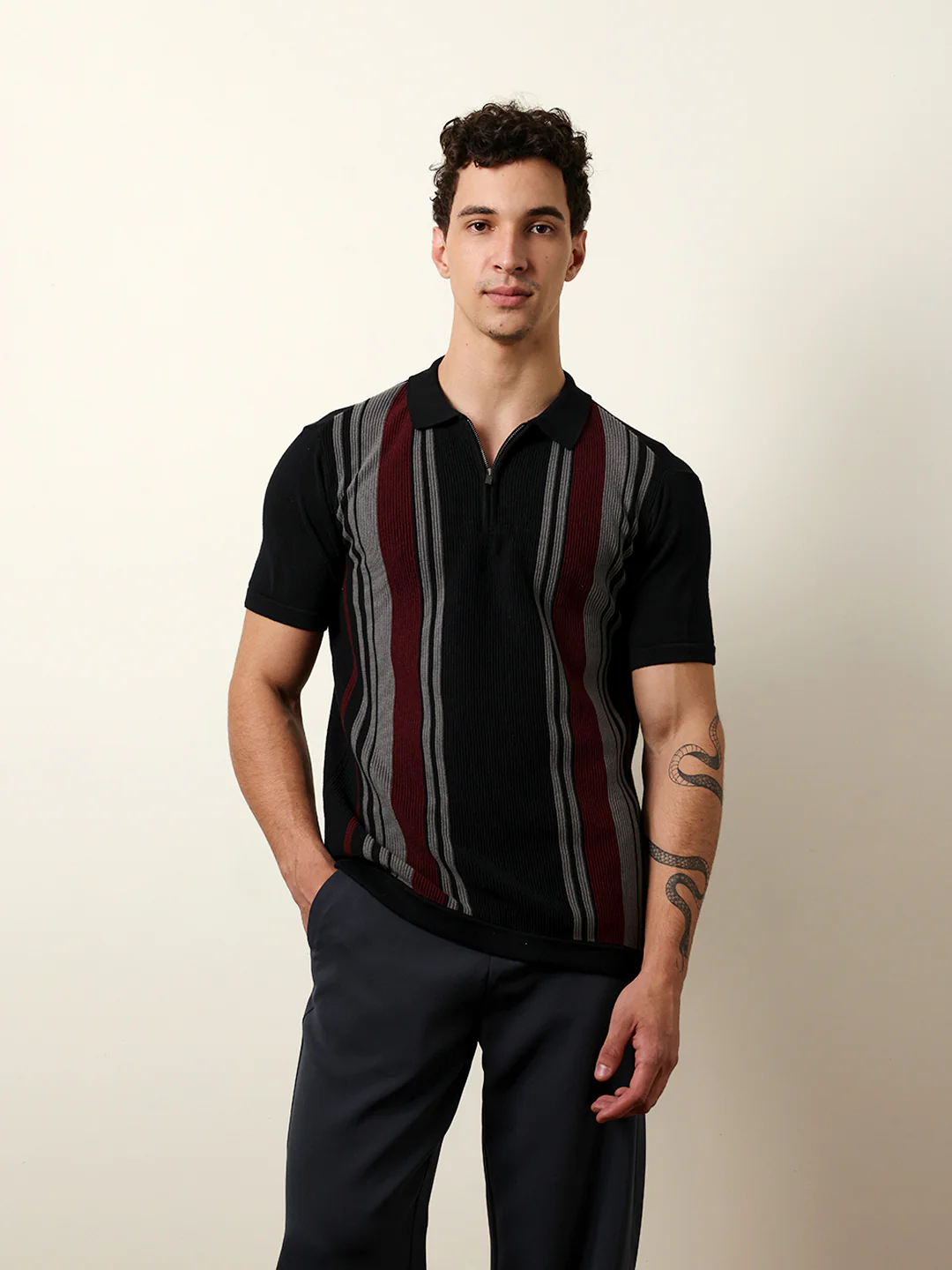 Men Multicolor Half Sleeve Polo T-Shirt - Image 3